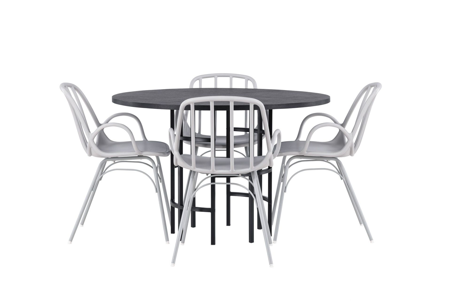 copenhagen matgrupp 115 cm rund med 4 dyrön stolar - svart