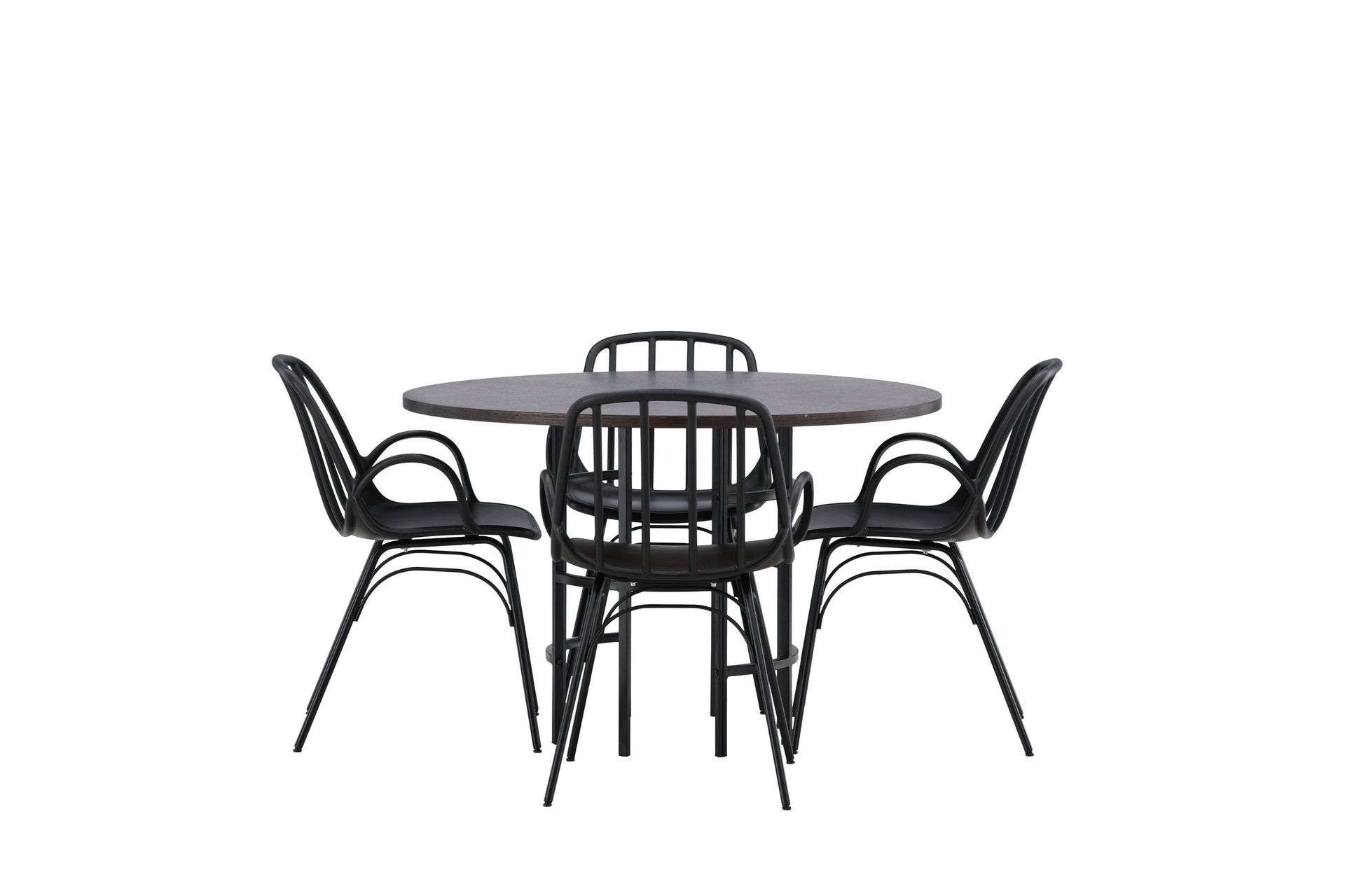Copenhagen Matgrupp 115 cm Rund med 4 Dyr&ouml;n stolar - Svart