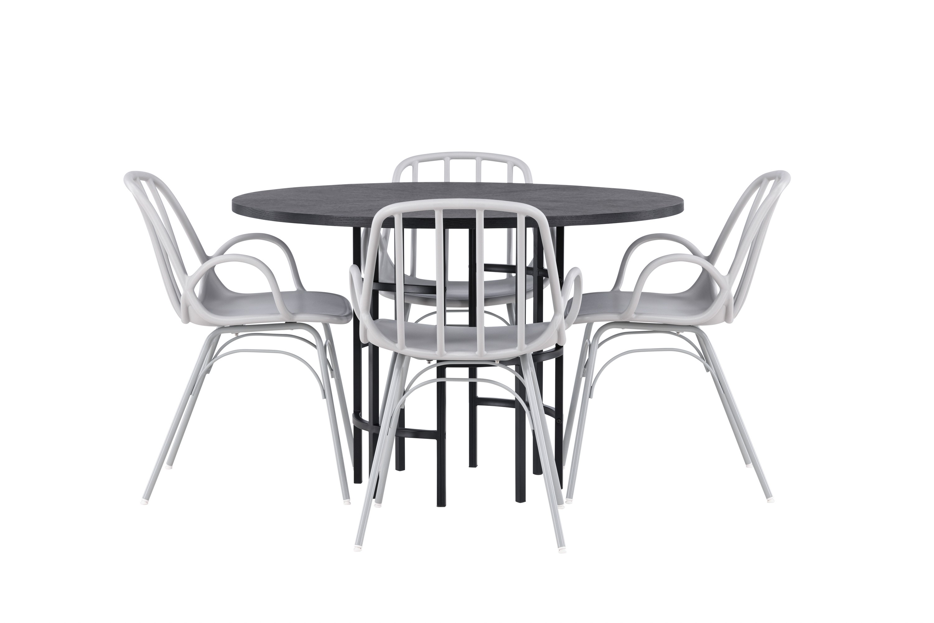 copenhagen matgrupp 115 cm rund med 4 dyrön stolar - svart