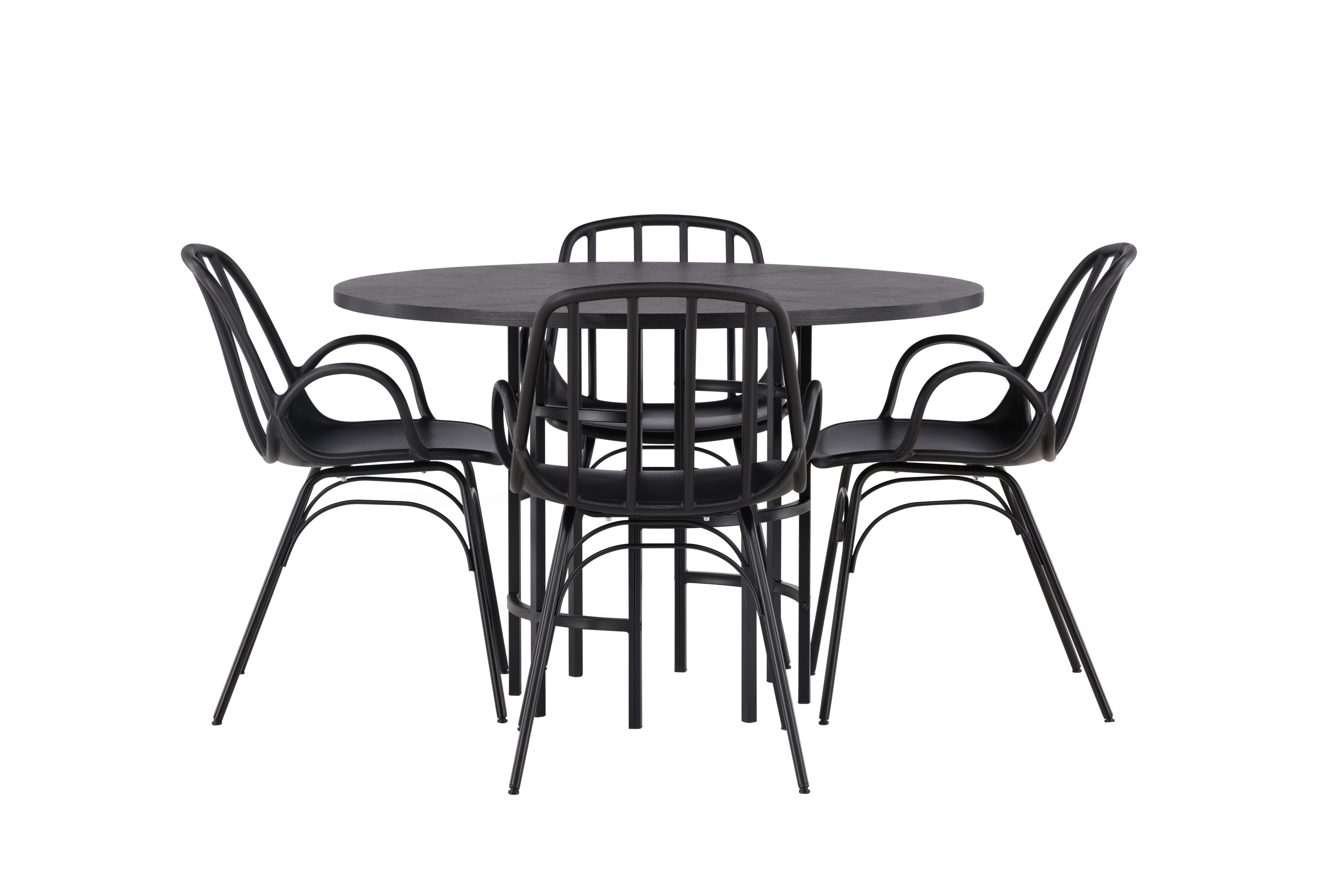 copenhagen matgrupp 115 cm rund med 4 dyrön stolar - svart
