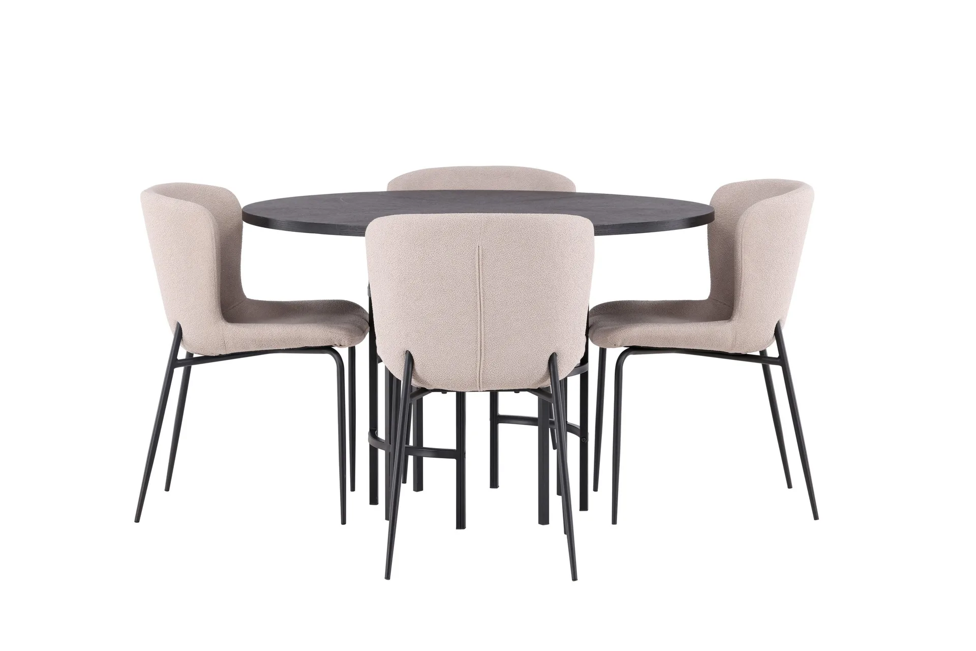 Copenhagen Matgrupp 115 cm Rund med 4 Modesto stolar - Svart