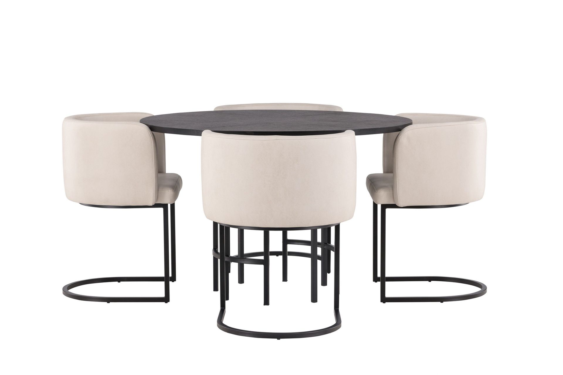 Copenhagen Matgrupp 115 cm Rund med 4 Simrishman stolar - Beige