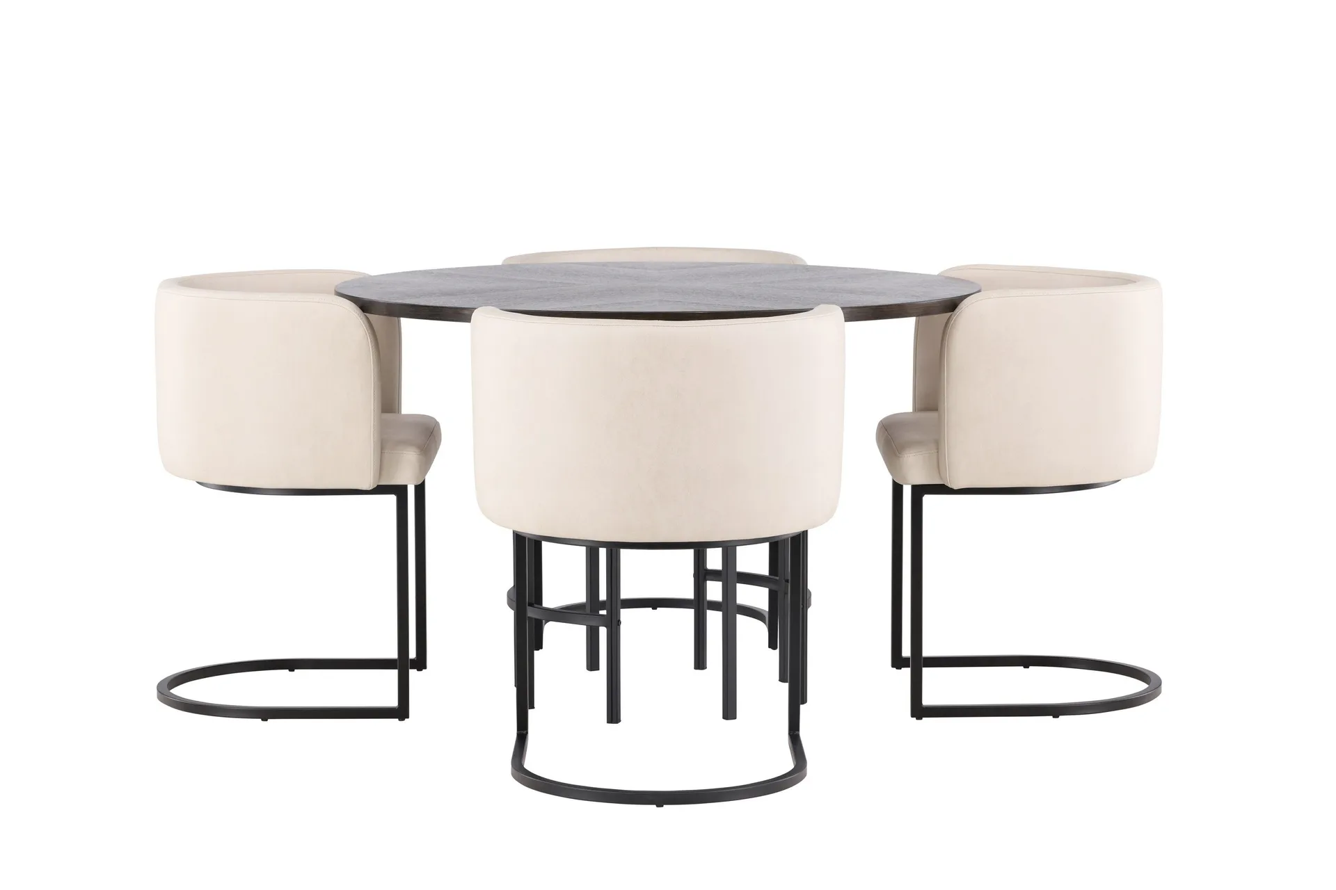 Copenhagen Matgrupp 115 cm Rund med 4 Simrishman stolar - Beige