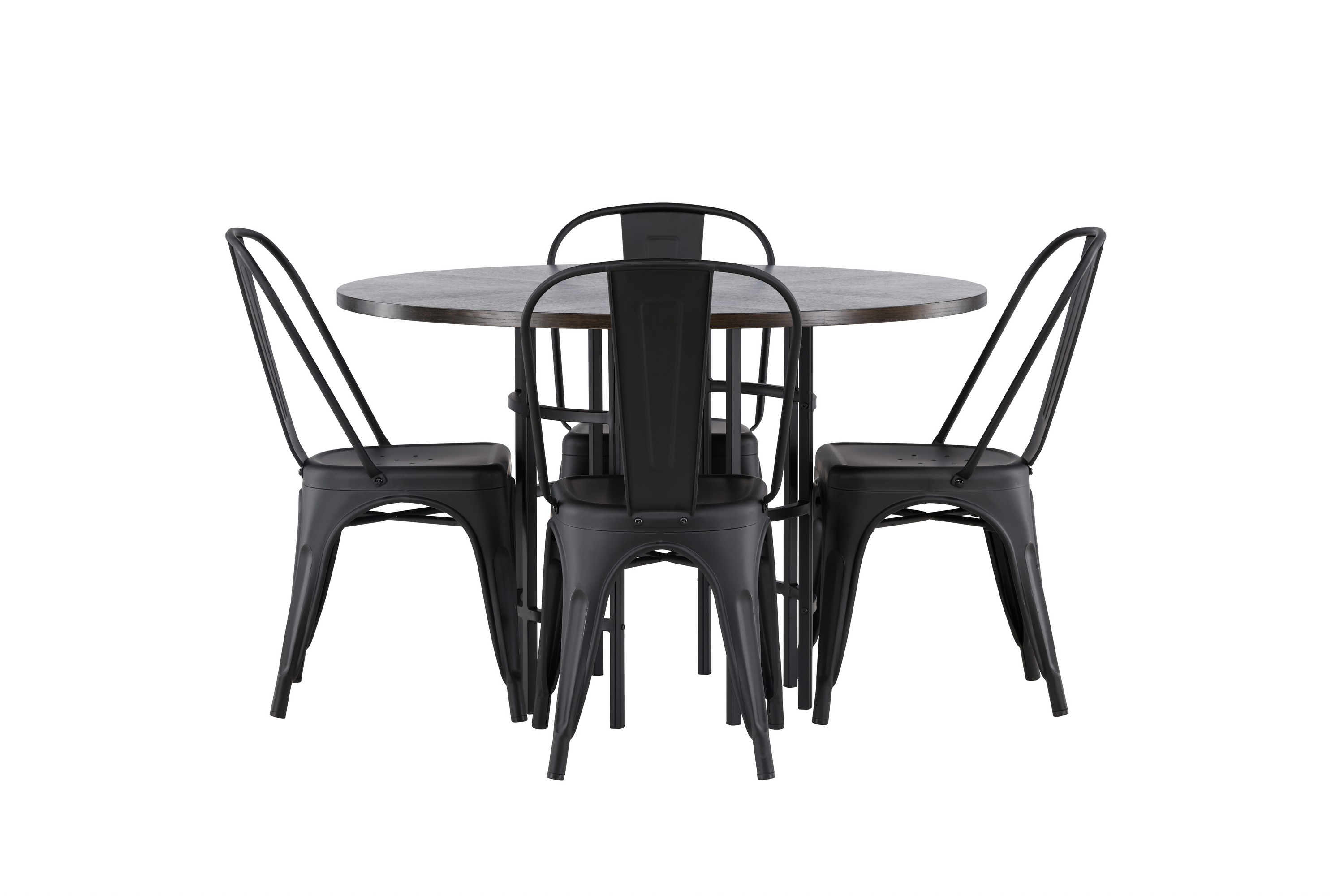 copenhagen matgrupp 115 cm rund med 4 tempe stolar - svart