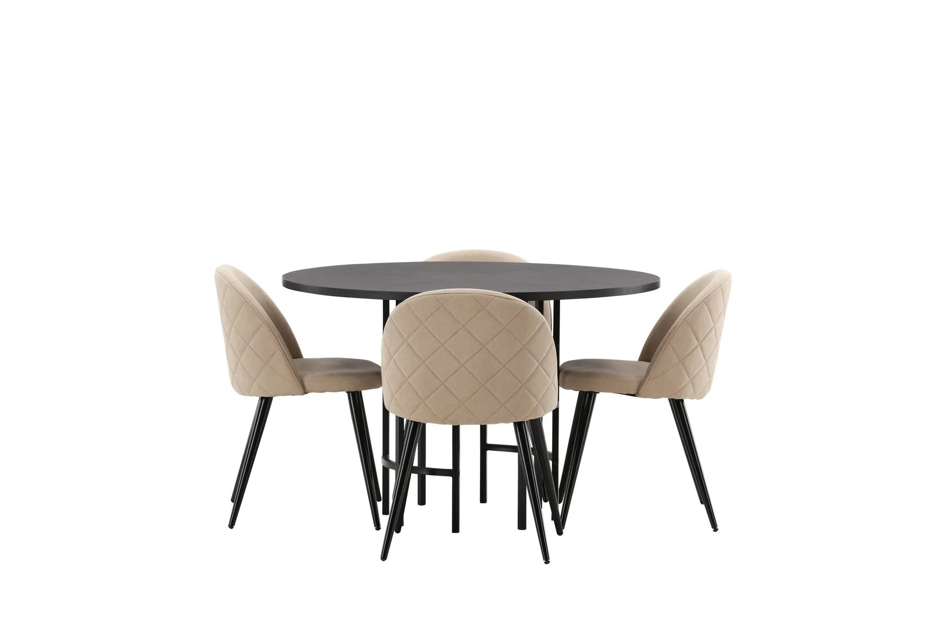 Copenhagen Matgrupp 115 cm Rund med 4 Velvet stolar - Beige