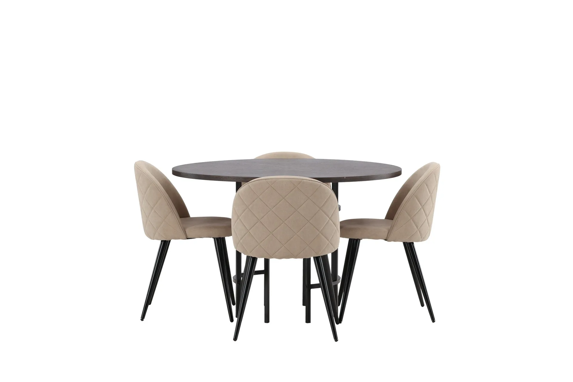 Copenhagen Matgrupp 115 cm Rund med 4 Velvet stolar - Beige