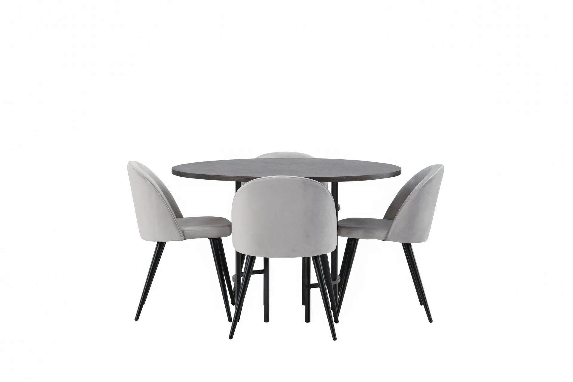 Copenhagen Matgrupp 115 cm Rund med 4 Velvet stolar - Gr&aring;