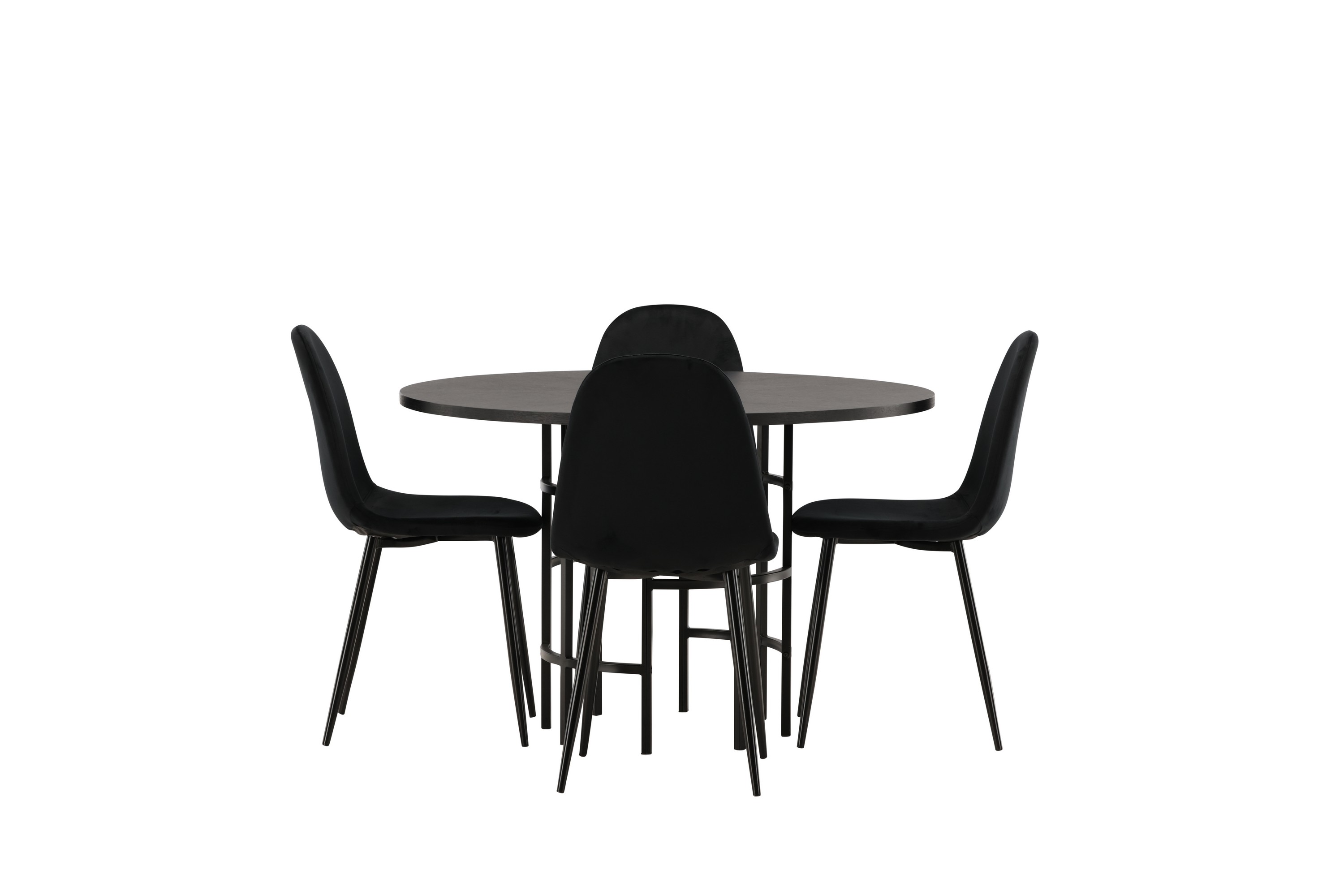 copenhagen matgrupp 115 cm rund med 4 polar stolar - svart