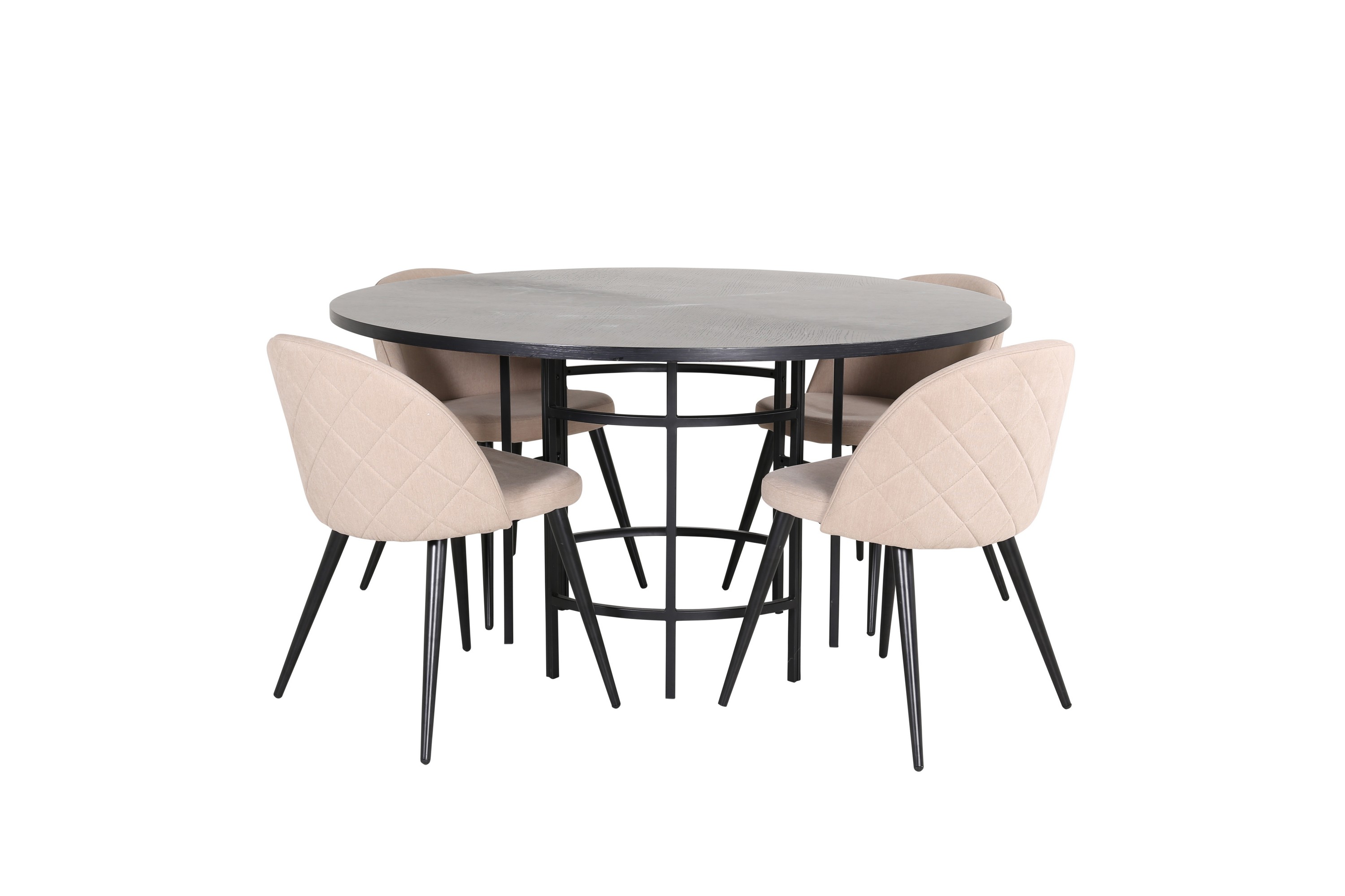 Copenhagen Matgrupp 140 cm Rund med 4 Velvet stolar Beige