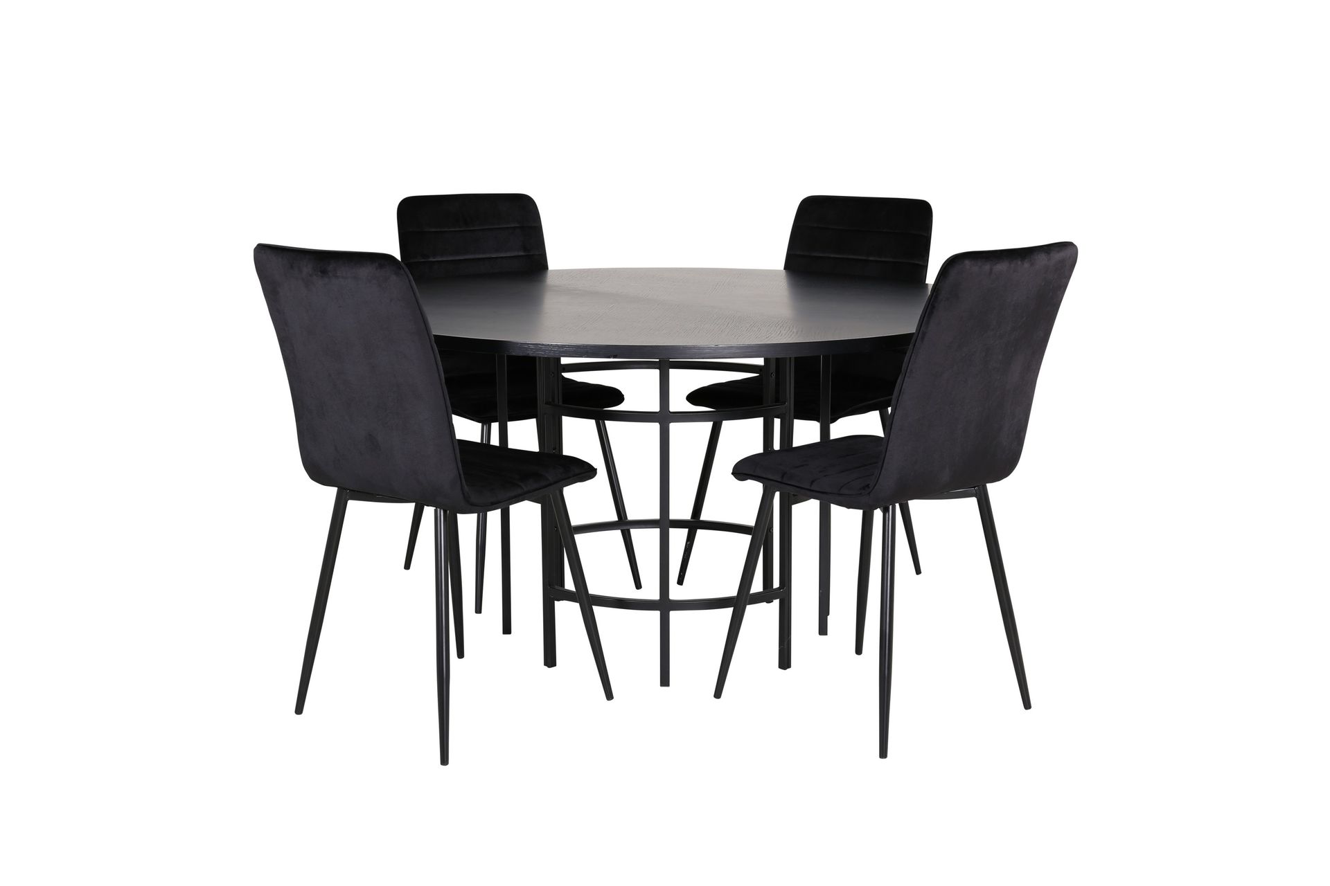 Copenhagen Matgrupp 140 cm Rund med 4 Windu Lyx stolar - Svart