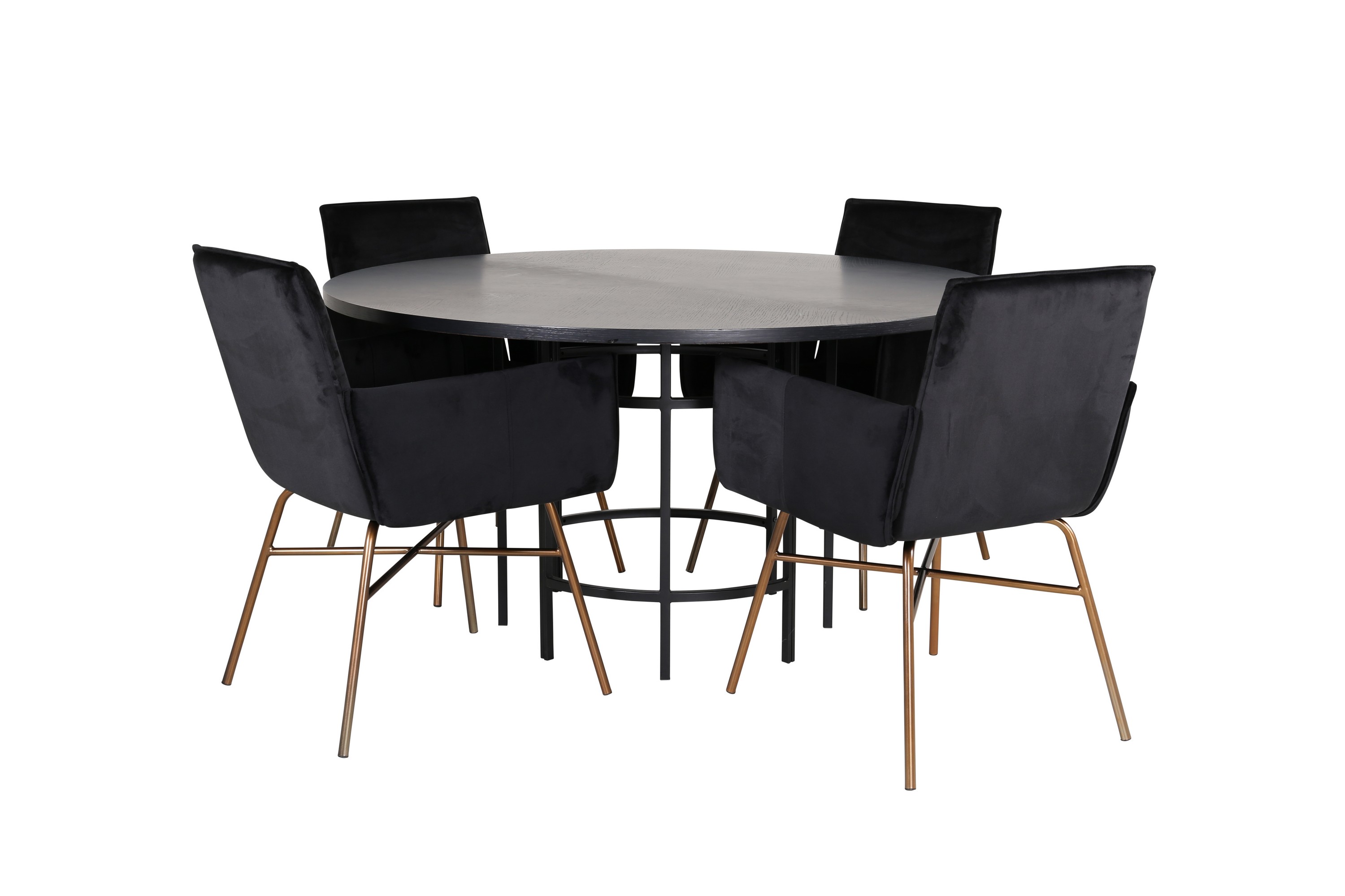Copenhagen Matgrupp 140 cm Rund med 4 Petra stolar Svart
