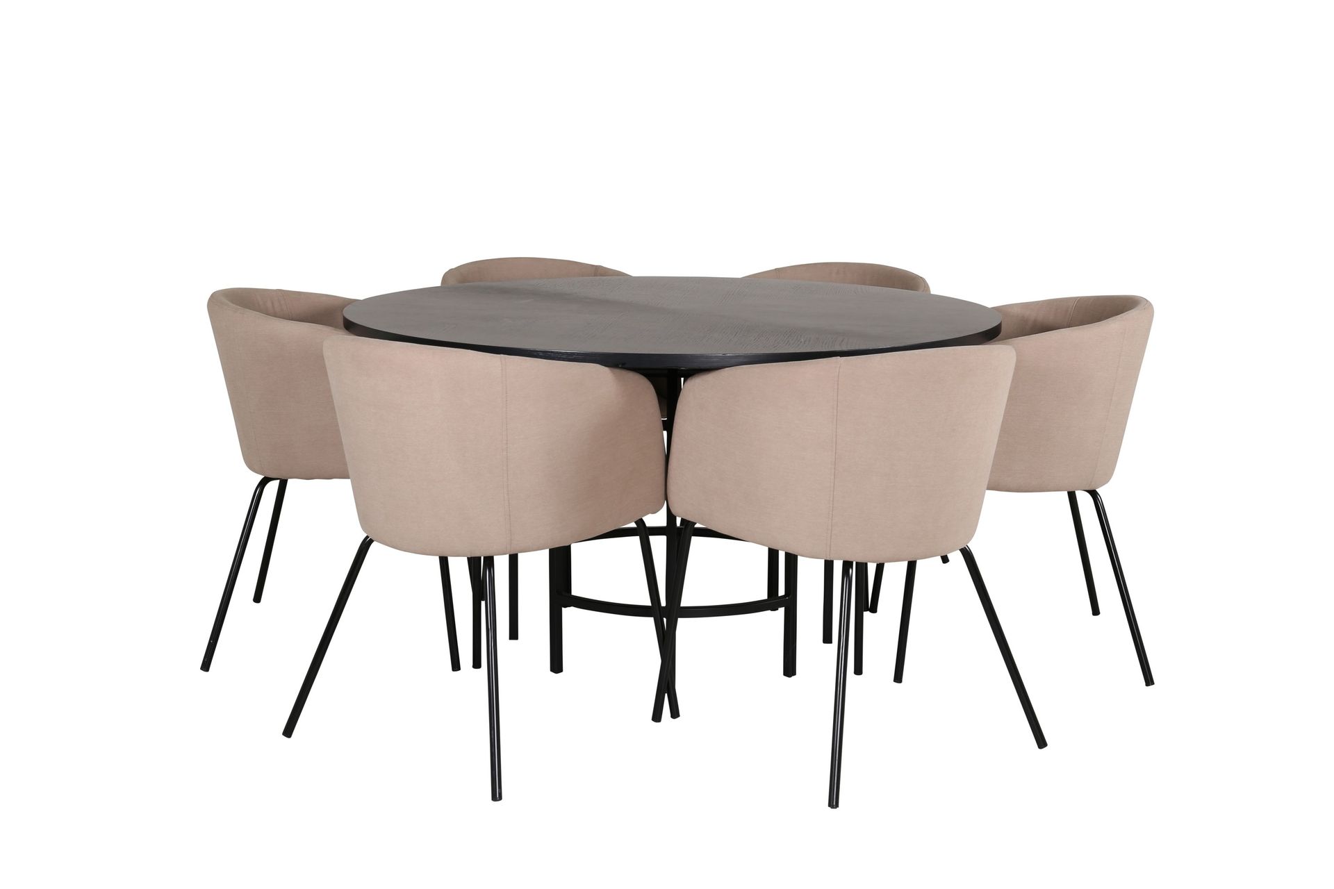 Copenhagen Matgrupp 140 cm Rund med 6 Berit stolar - Beige