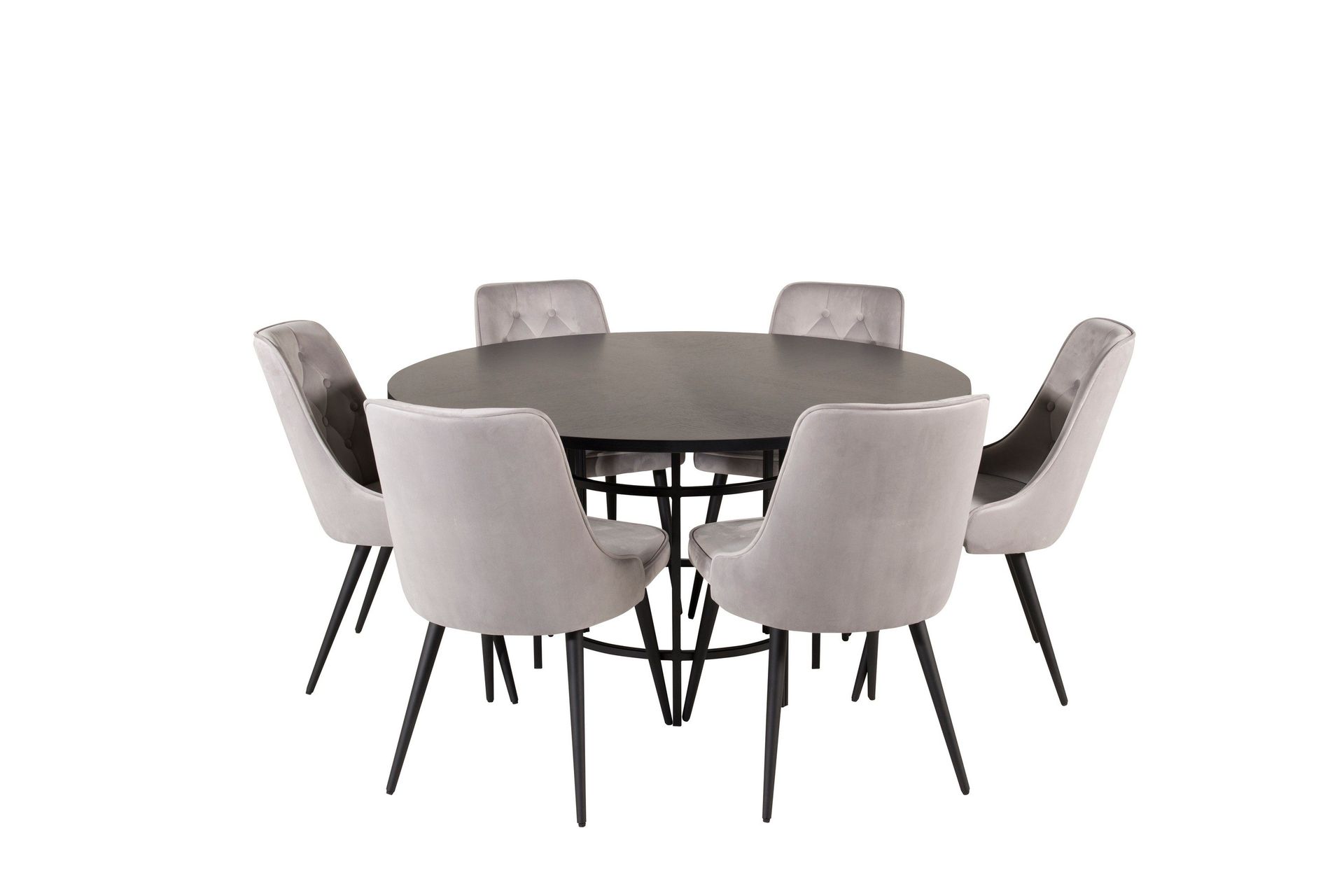 Copenhagen Matgrupp 140 cm Rund med 6 Velvet Deluxe stolar -