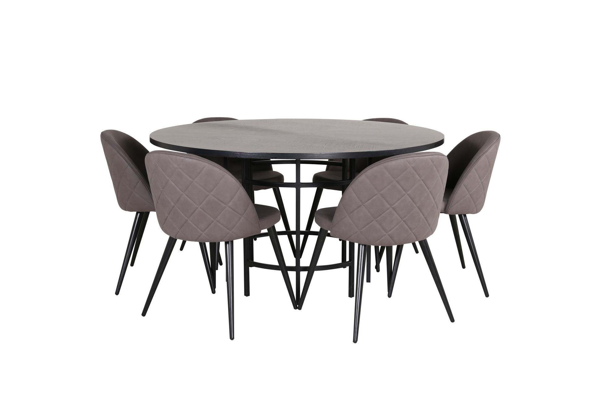 Copenhagen Matgrupp 140 cm Rund med 6 Velvet stolar - Svart