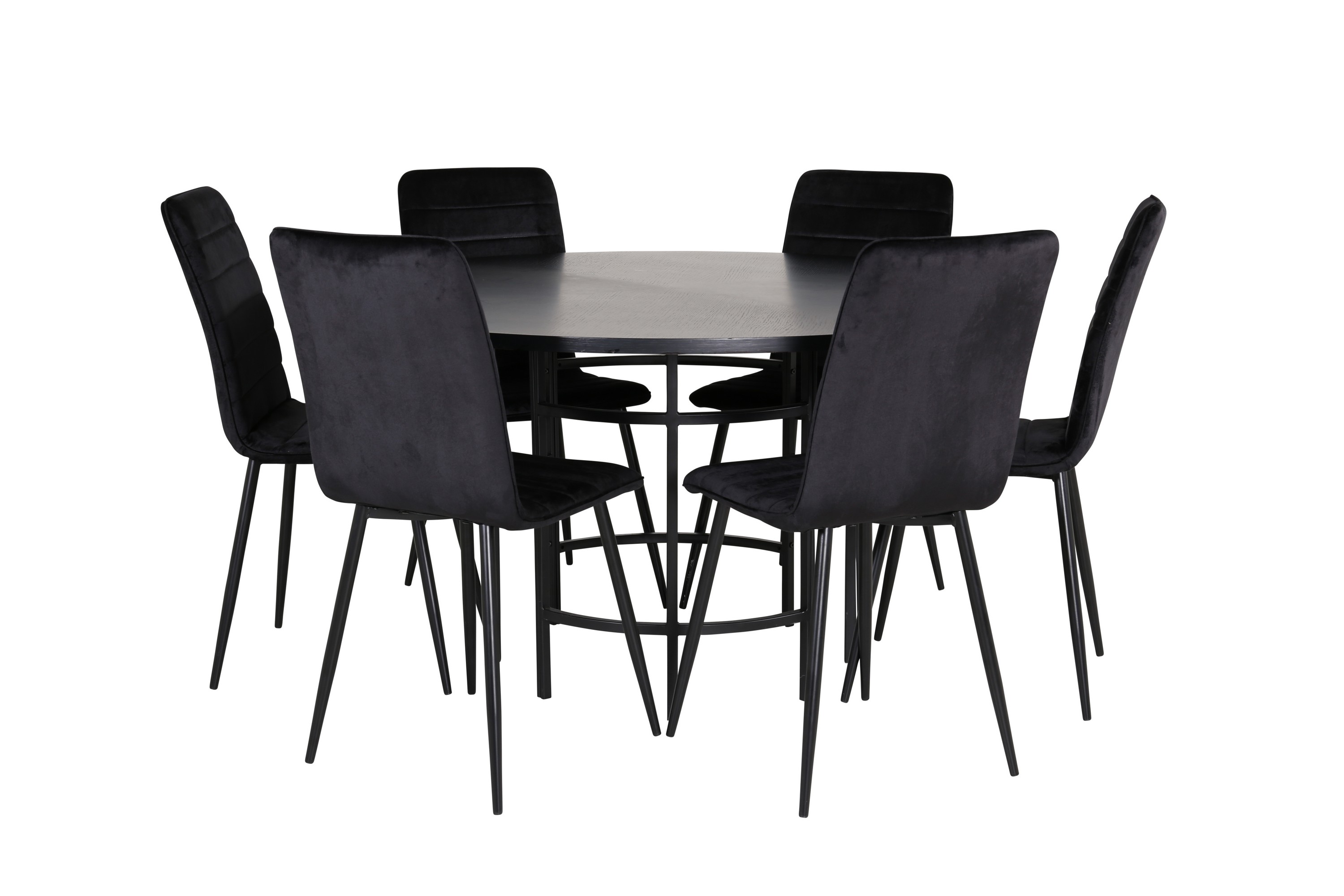 Copenhagen Matgrupp 140 cm Rund med 6 Windu Lyx stolar Svart