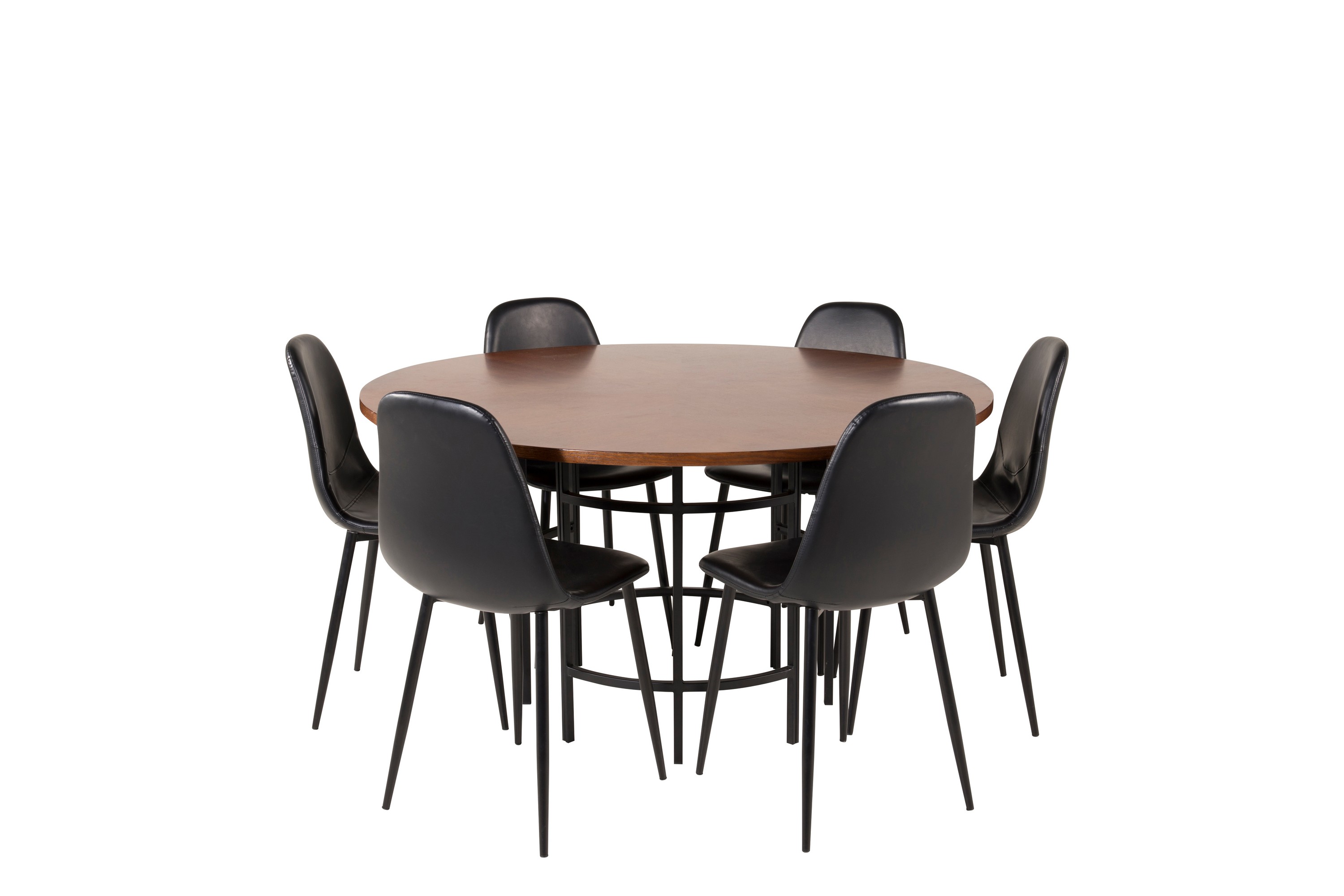 copenhagen matgrupp 140 cm rund med 6 polar stolar - svart