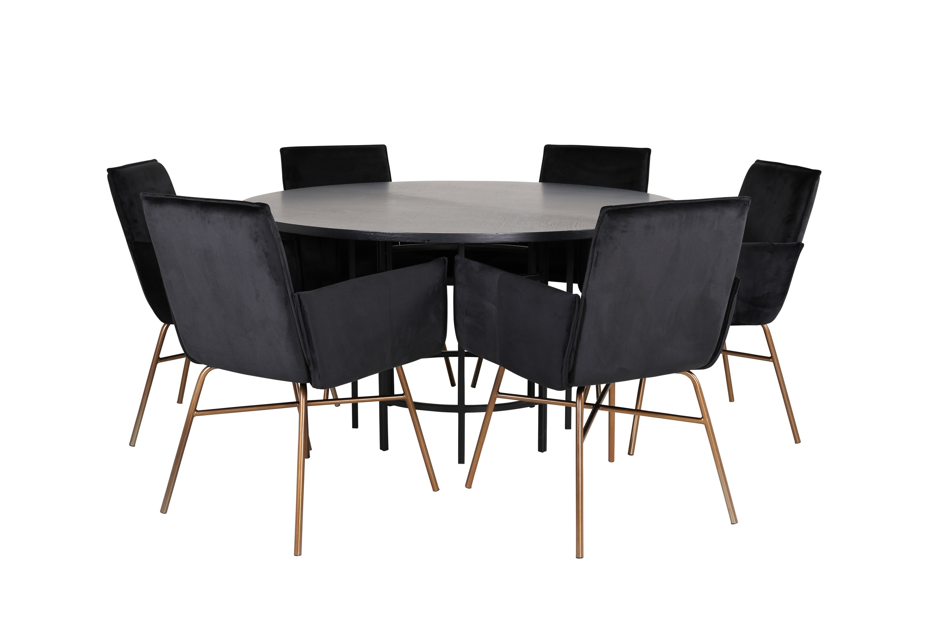 Copenhagen Matgrupp 140 cm Rund med 6 Petra stolar Svart