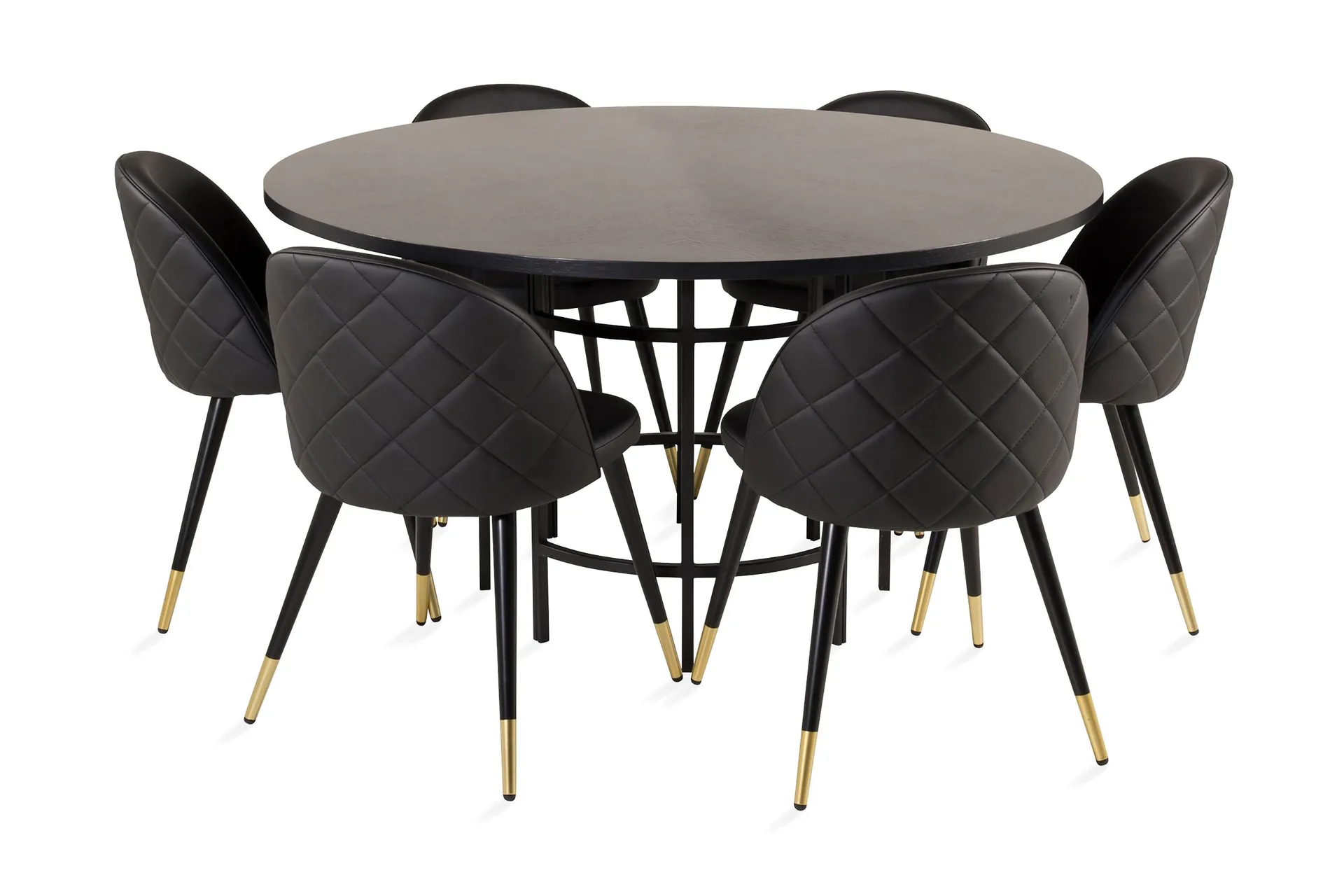 Copenhagen Matgrupp med 6 Valera Matstolar M&auml;ssing/Svart - Furniture Fashion