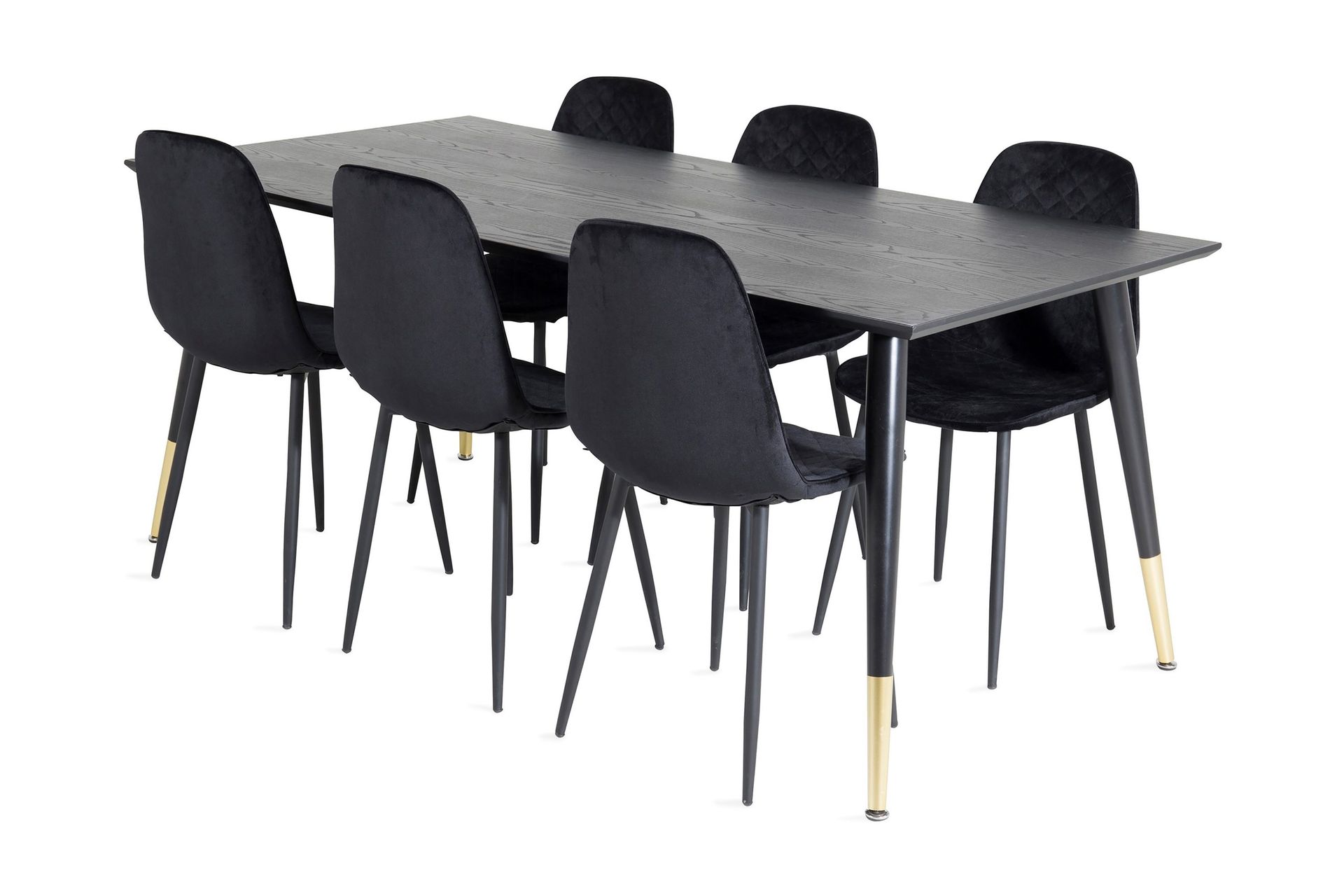 Daicy Matgrupp 180 cm inkl 6 Ypas Stolar - Svart/Mässing