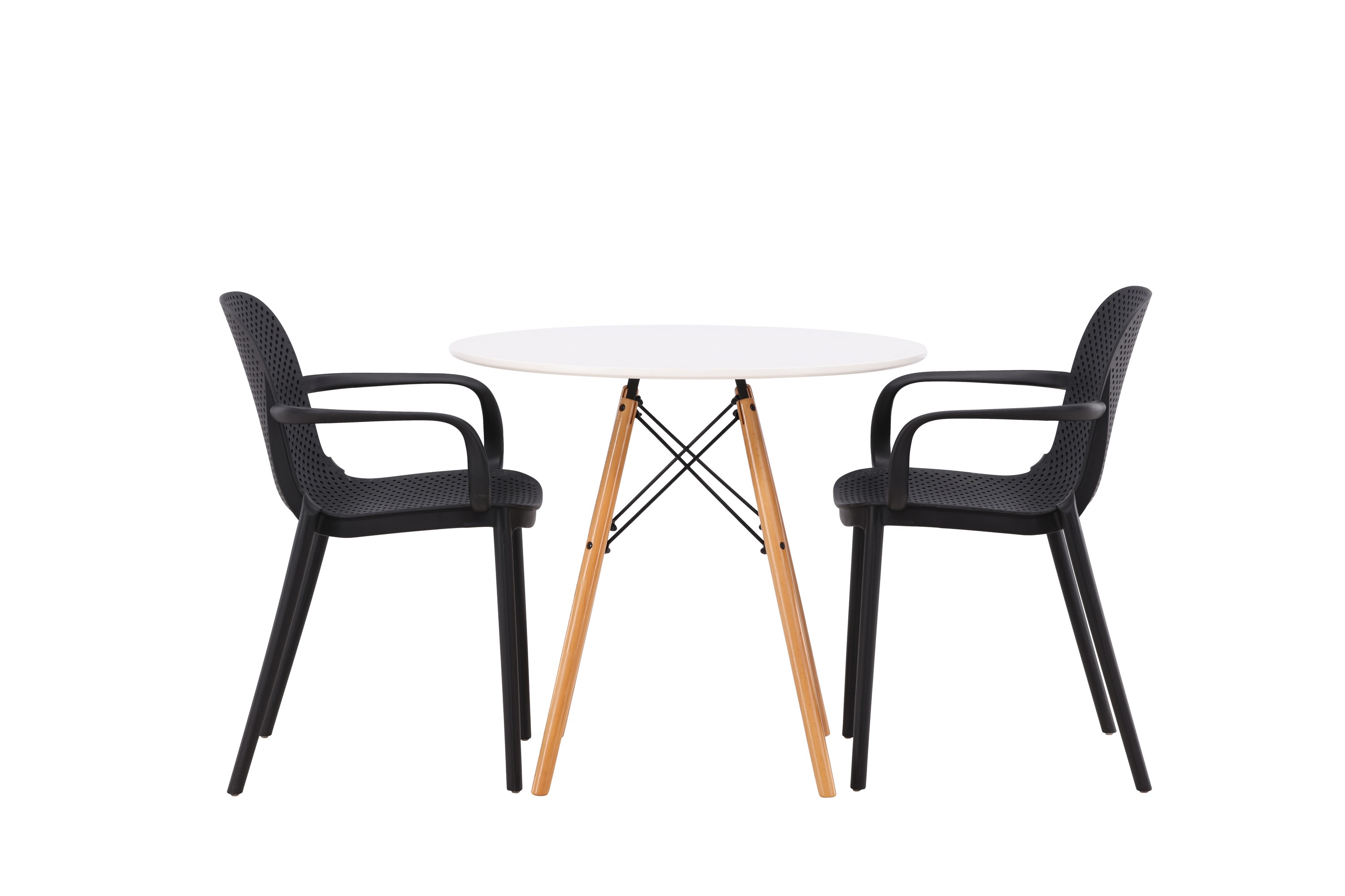 Danburi Matgrupp 60 cm Rund med 2 Baltimore stolar Svart