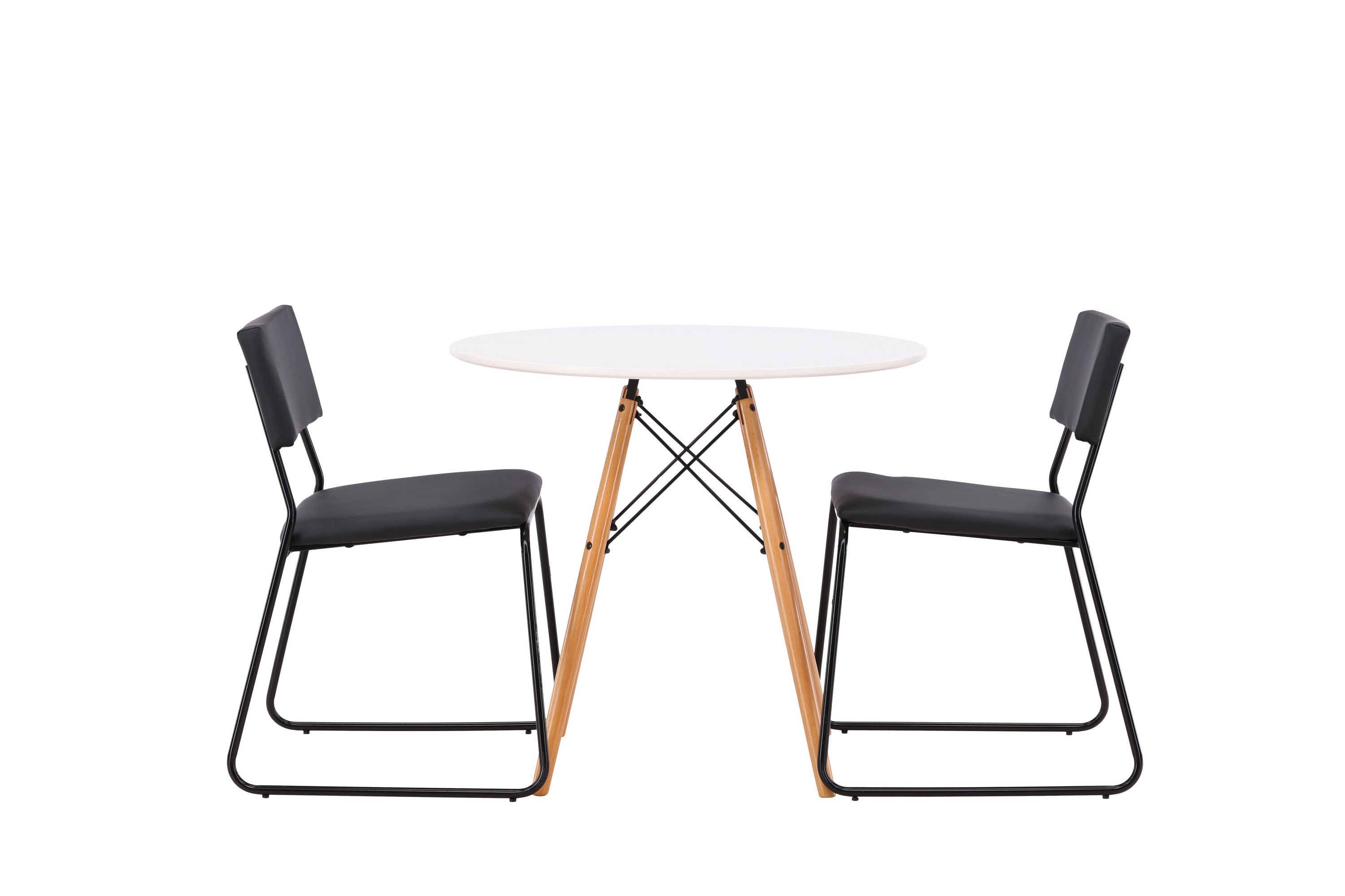 danburi matgrupp 60 cm rund med 2 kenth stolar - svart