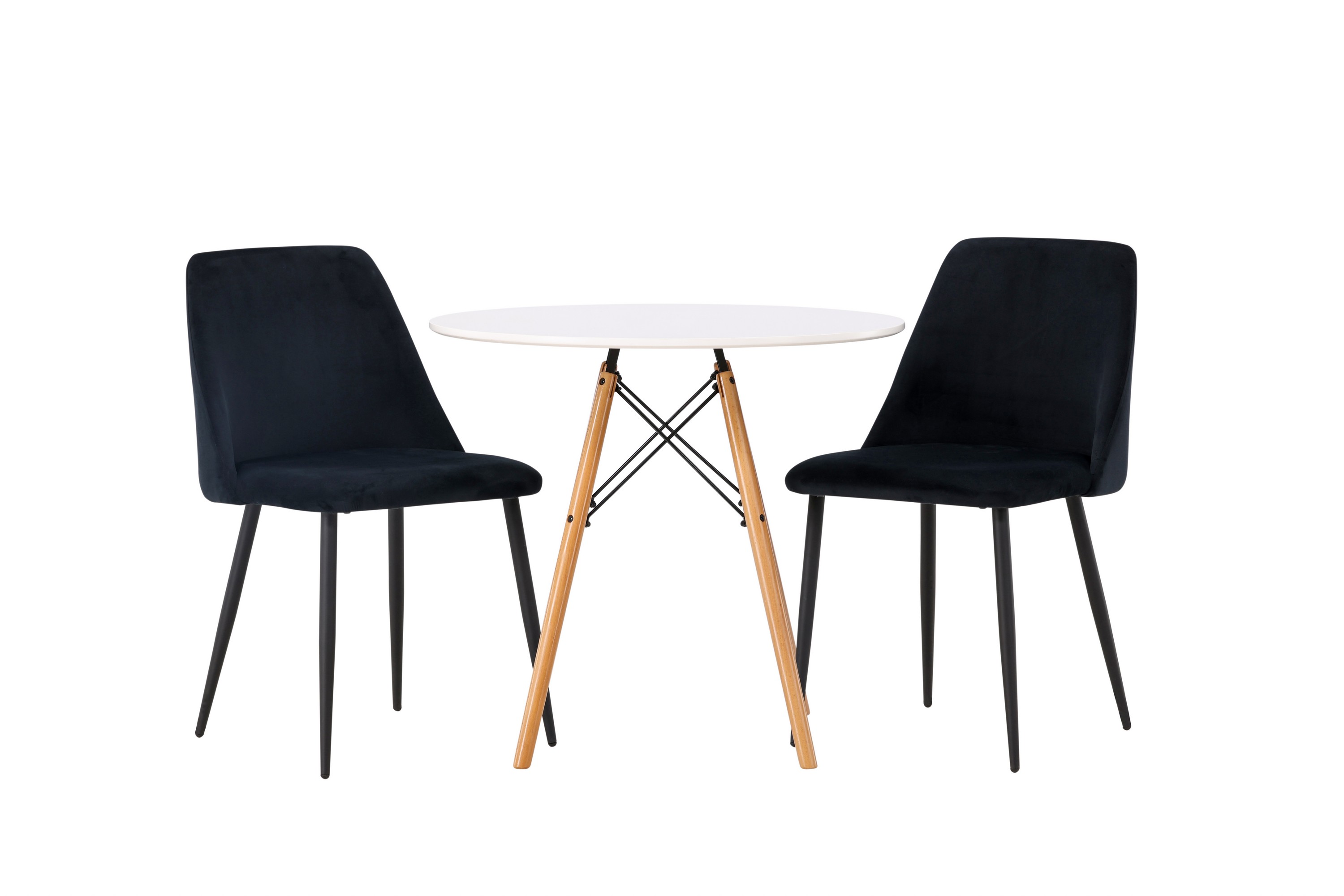 danburi matgrupp 60 cm rund med 2 night stolar - svart