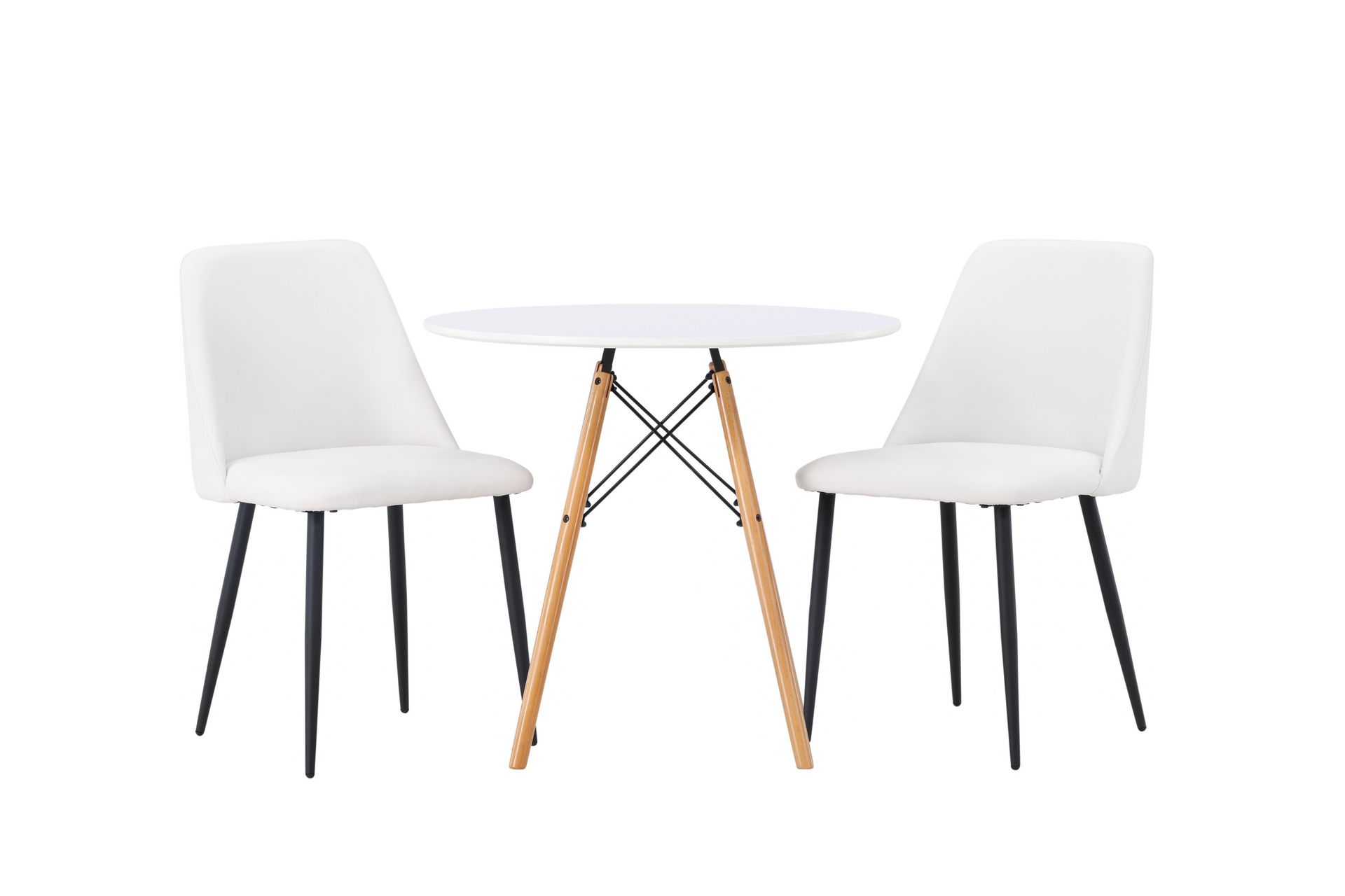 danburi matgrupp 60 cm rund med 2 night stolar - vit