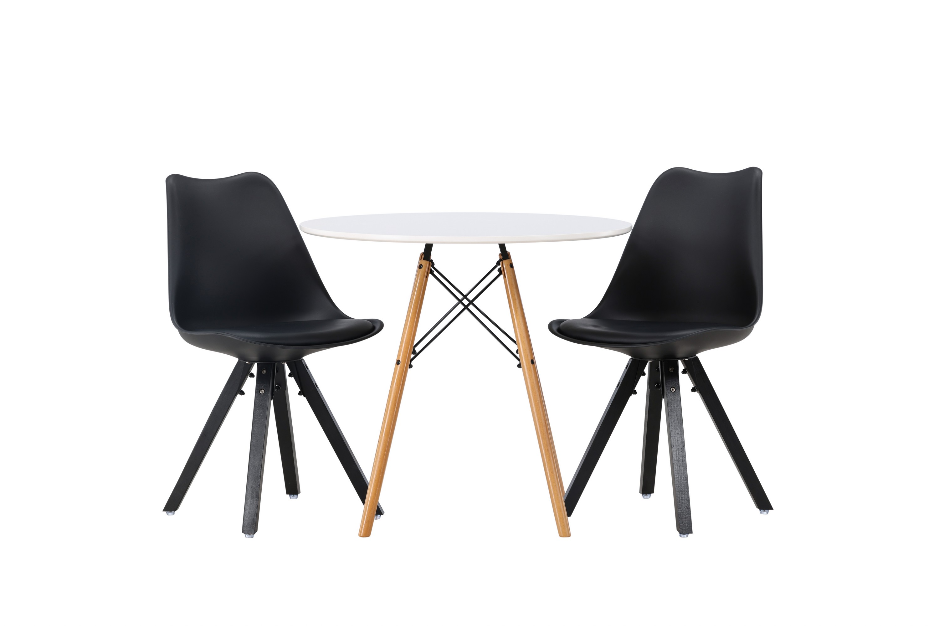 danburi matgrupp 60 cm rund med 2 zeno stolar - svart