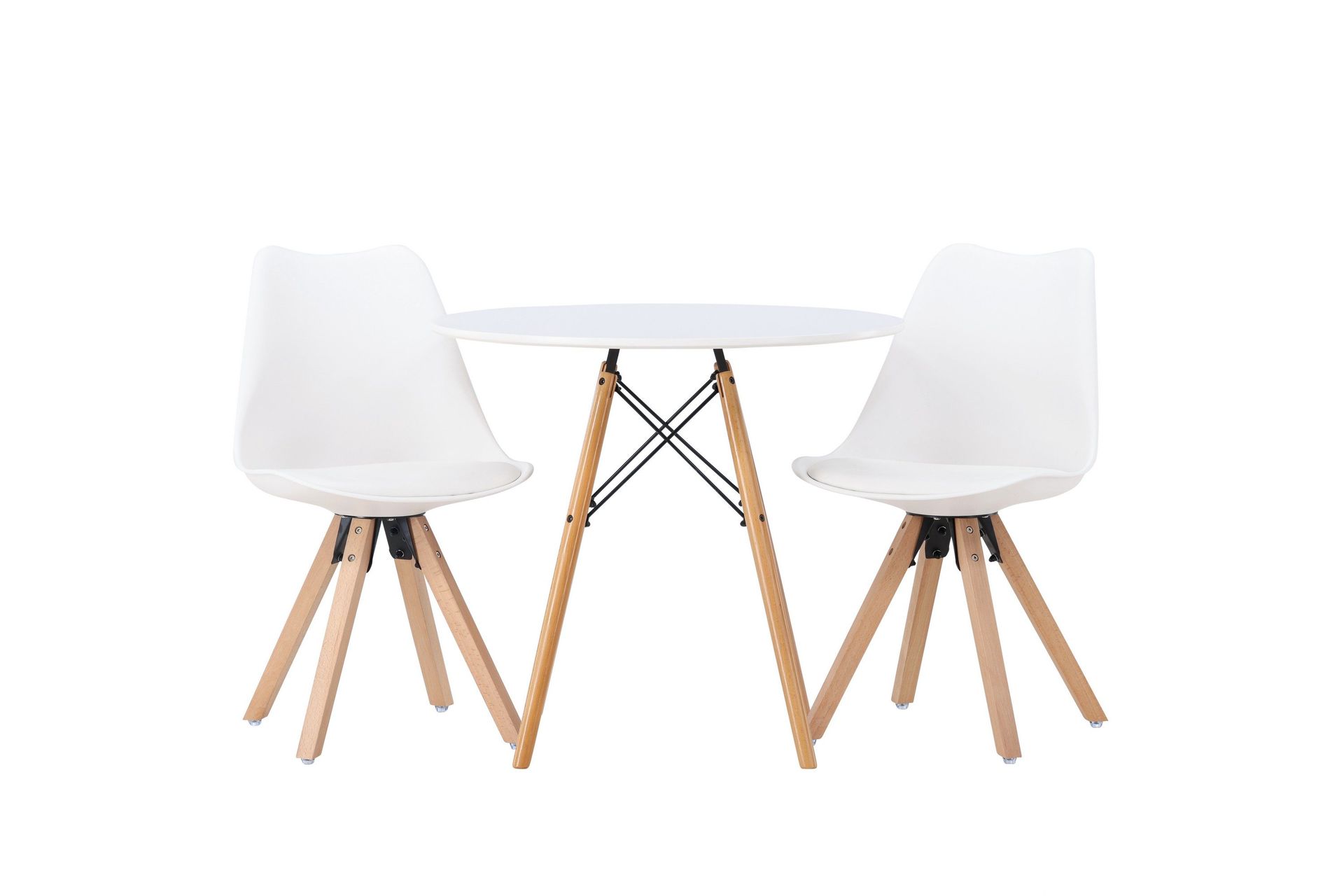 Danburi Matgrupp  60 cm Rund med 2 Zeno stolar - Vit