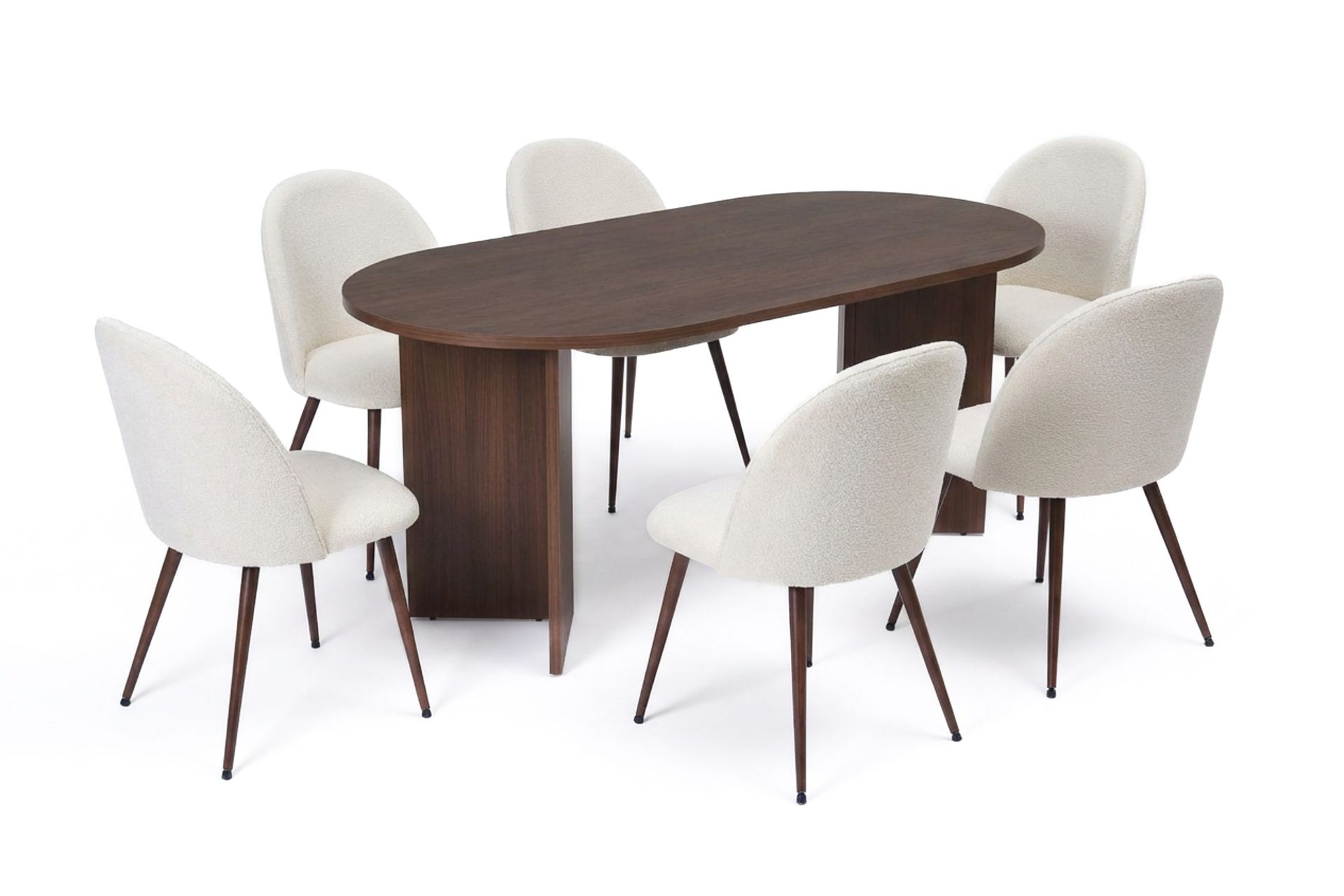 Dano Matbord 180 cm med 6 Nibe Plus Matstolar - Vit/Brun