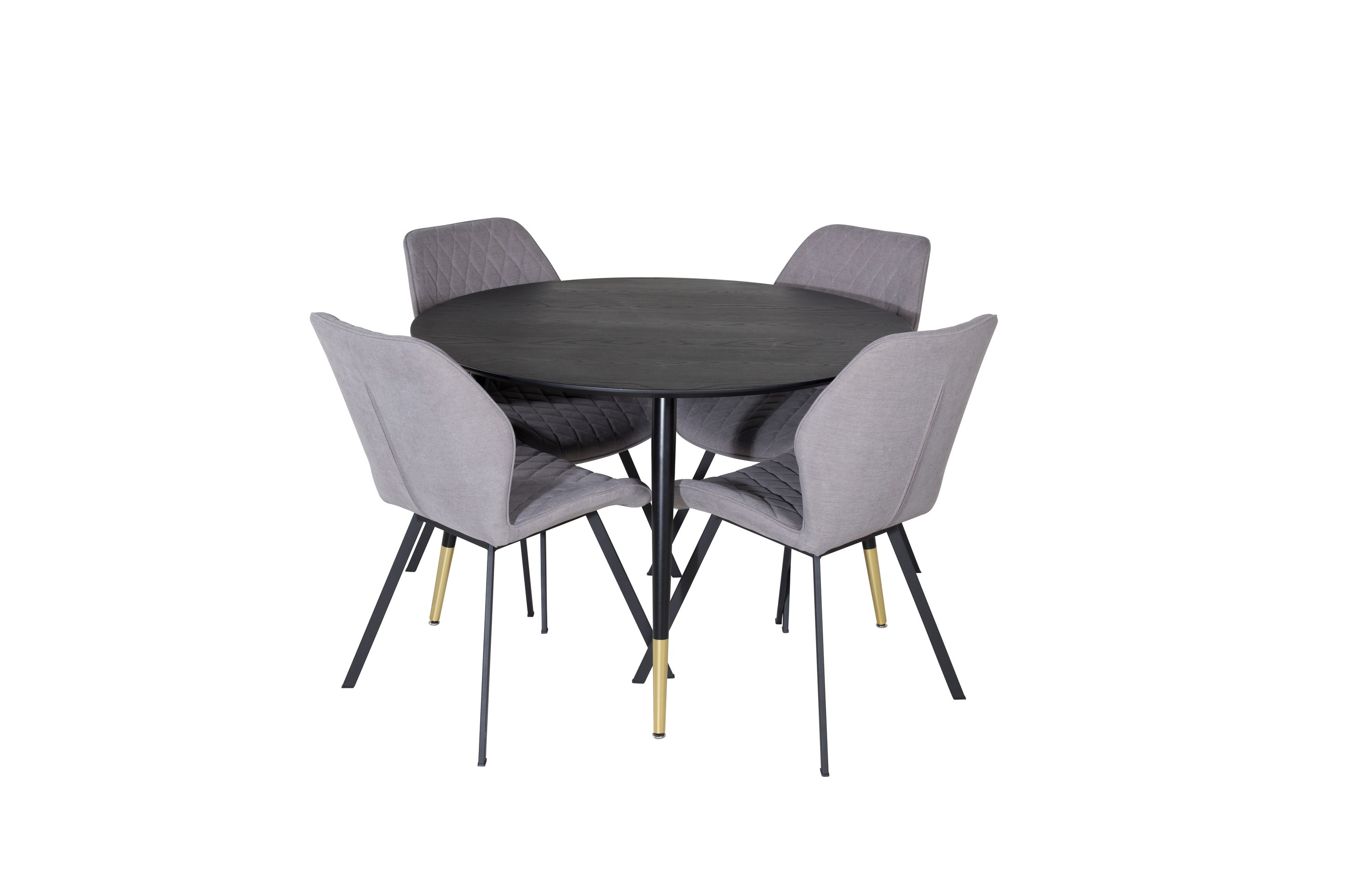 Dipp Matgrupp 115 cm Rund med 4 Gemma stolar Svart/Guld