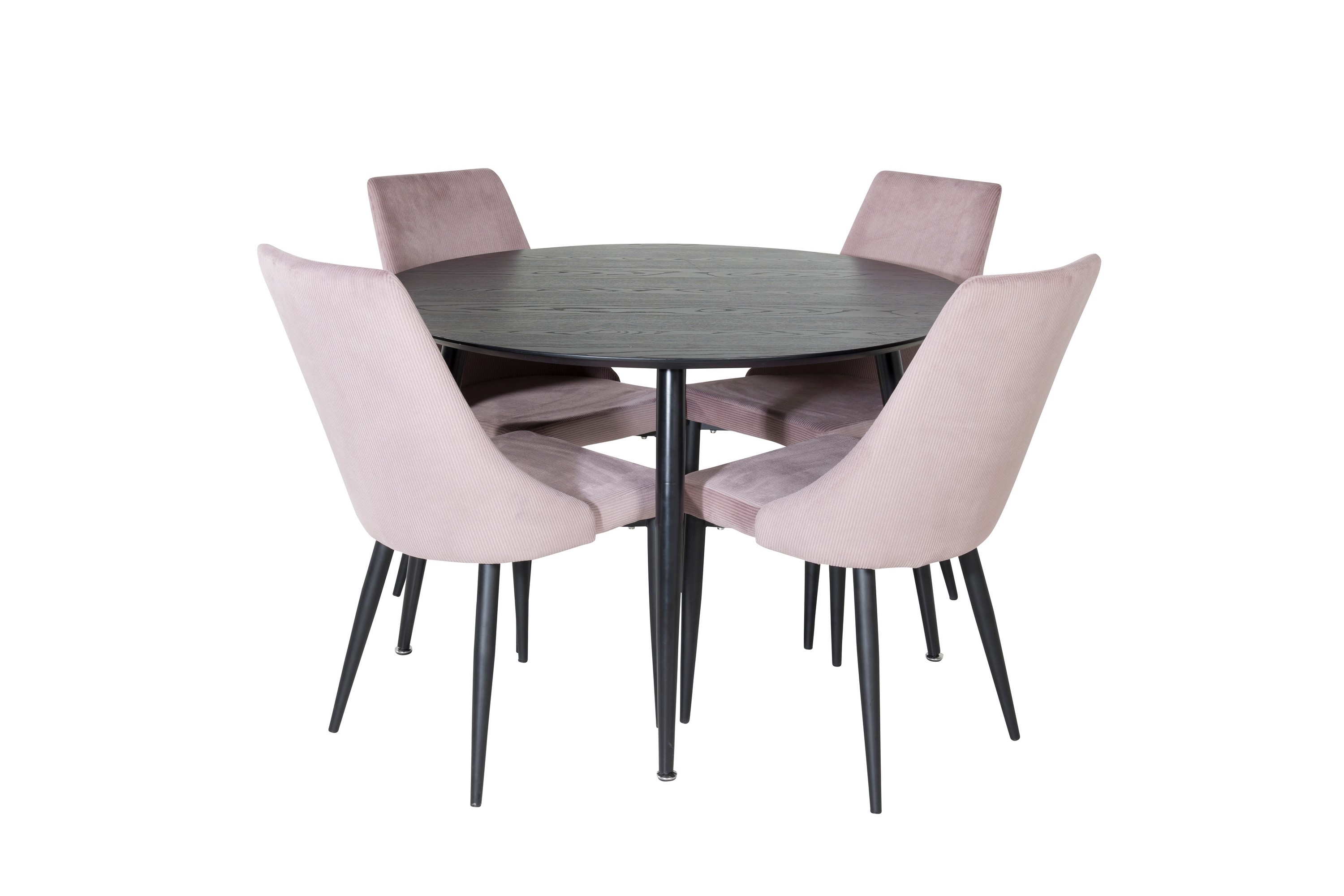 Dipp Matgrupp 115 cm Rund med 4 Leone stolar Svart