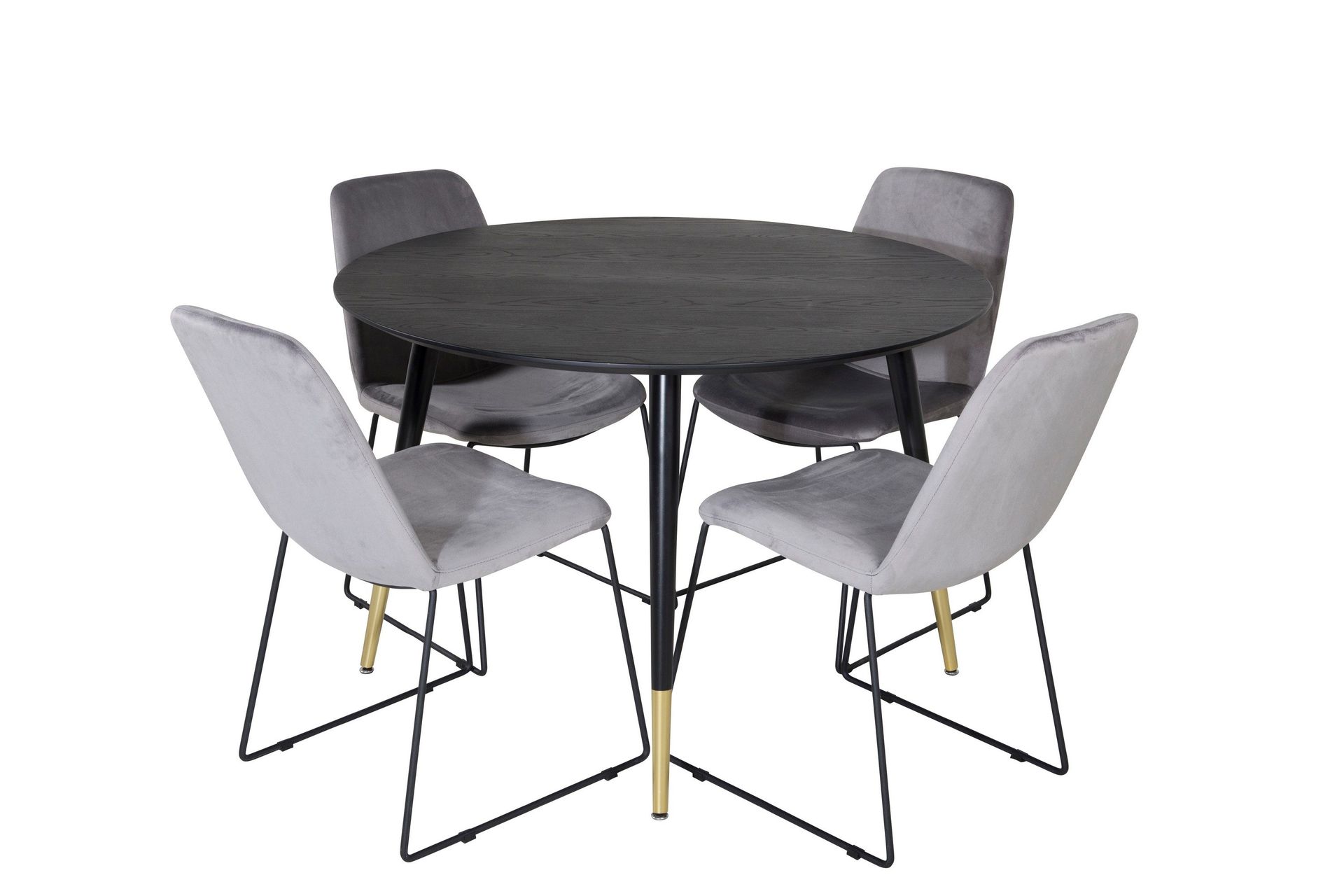 Dipp Matgrupp 115 cm Rund med 4 Muce stolar - Svart/Guld