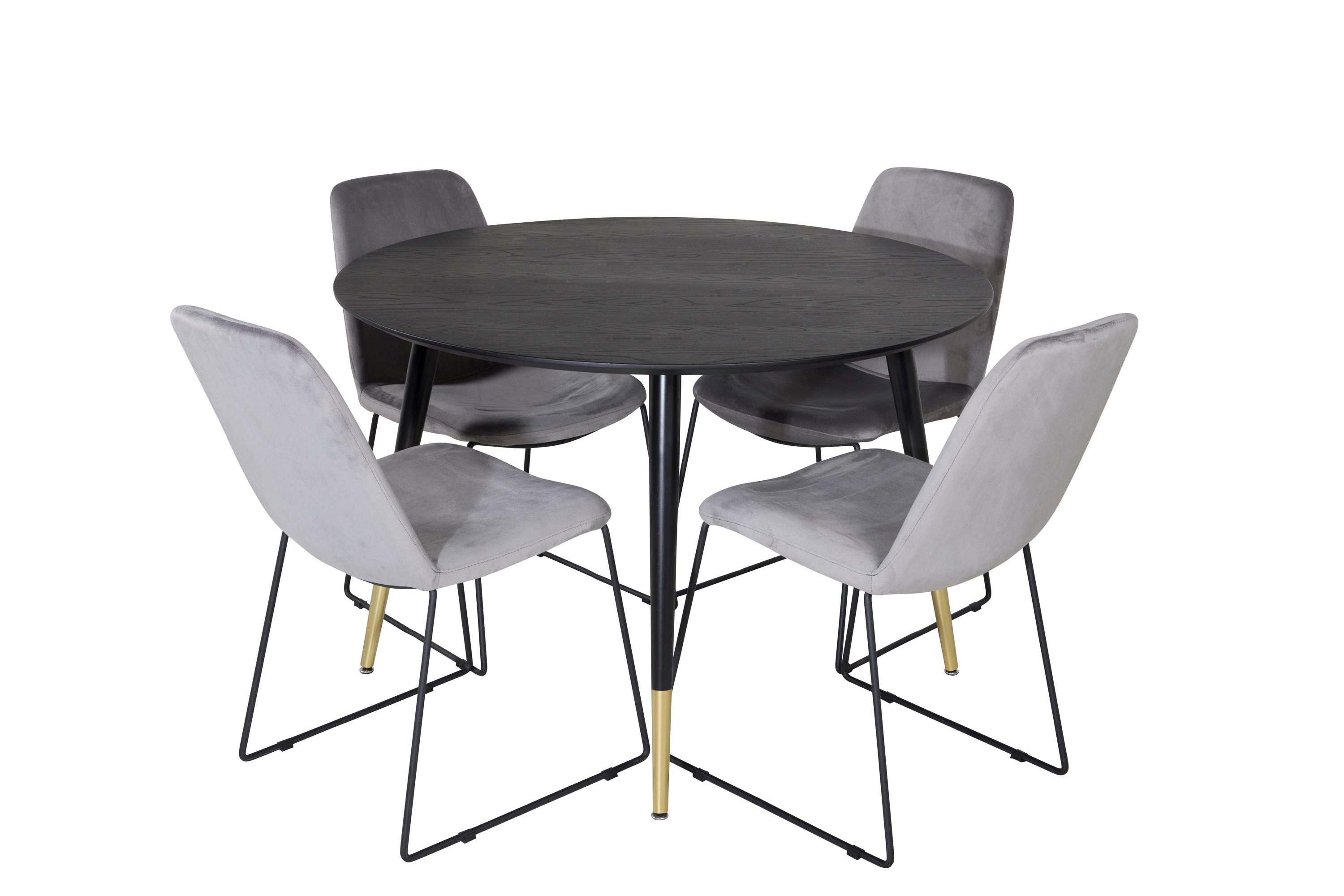 Dipp Matgrupp 115 cm Rund med 4 Muce stolar Svart/Guld