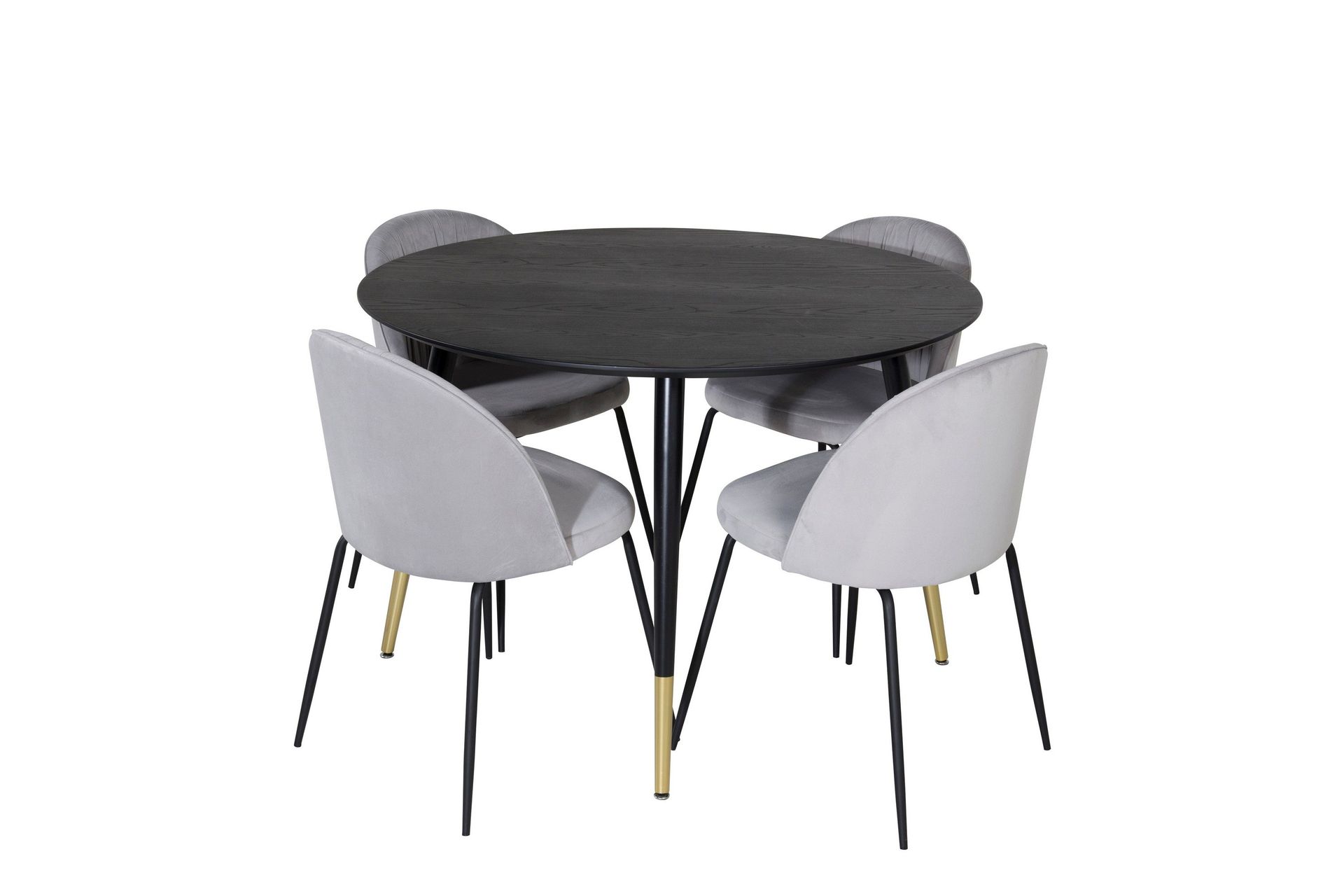Dipp Matgrupp 115 cm Rund med 4 Wrinkles stolar - Svart/Guld