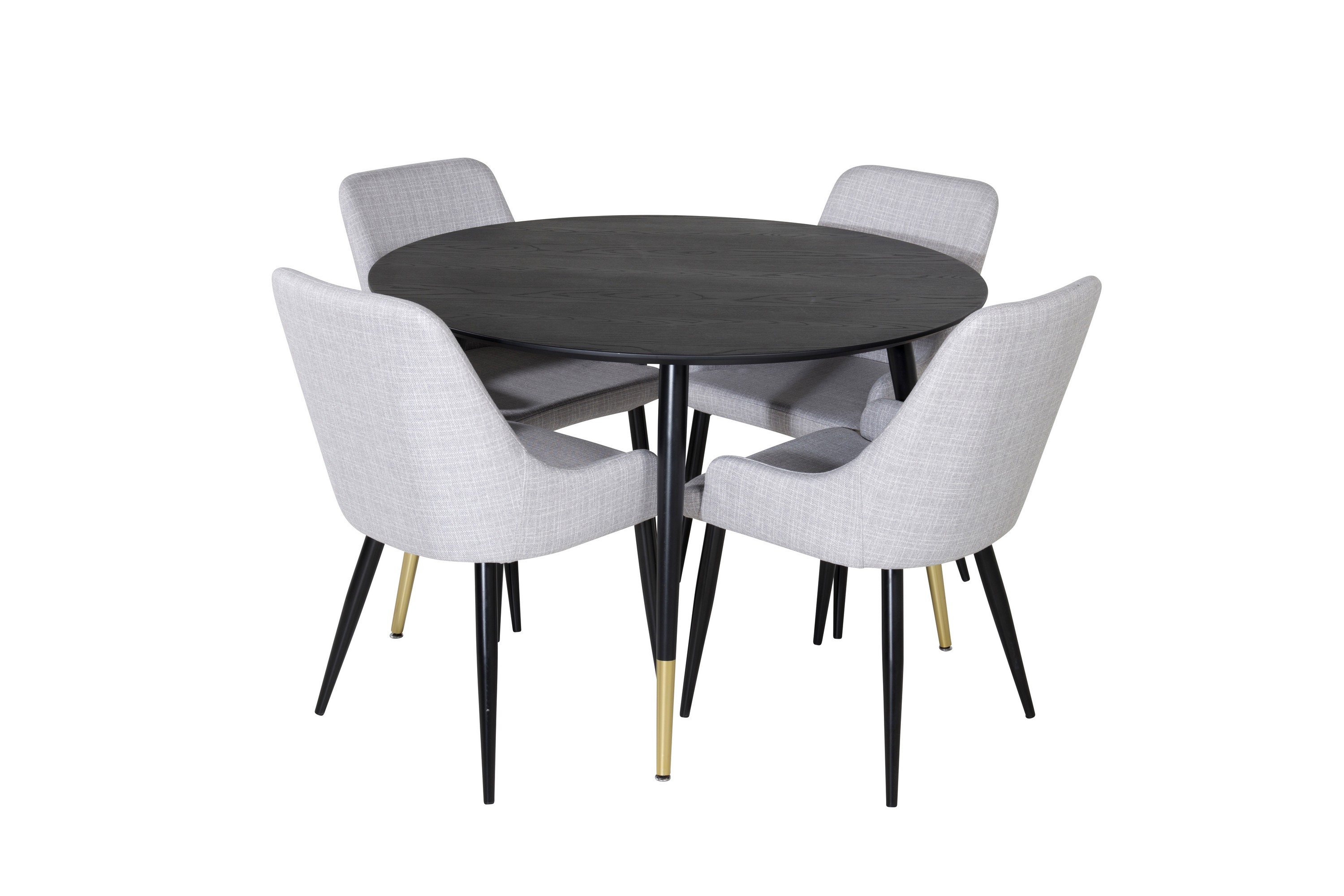 Dipp Matgrupp 115 cm Rund med 4 Plaza stolar Svart/Guld