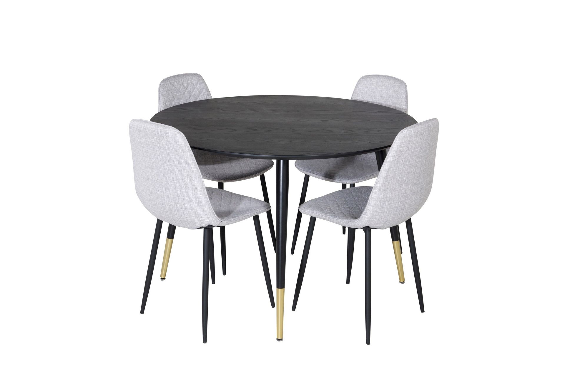 Dipp Matgrupp 115 cm Rund med 4 Polar stolar - Svart/Guld