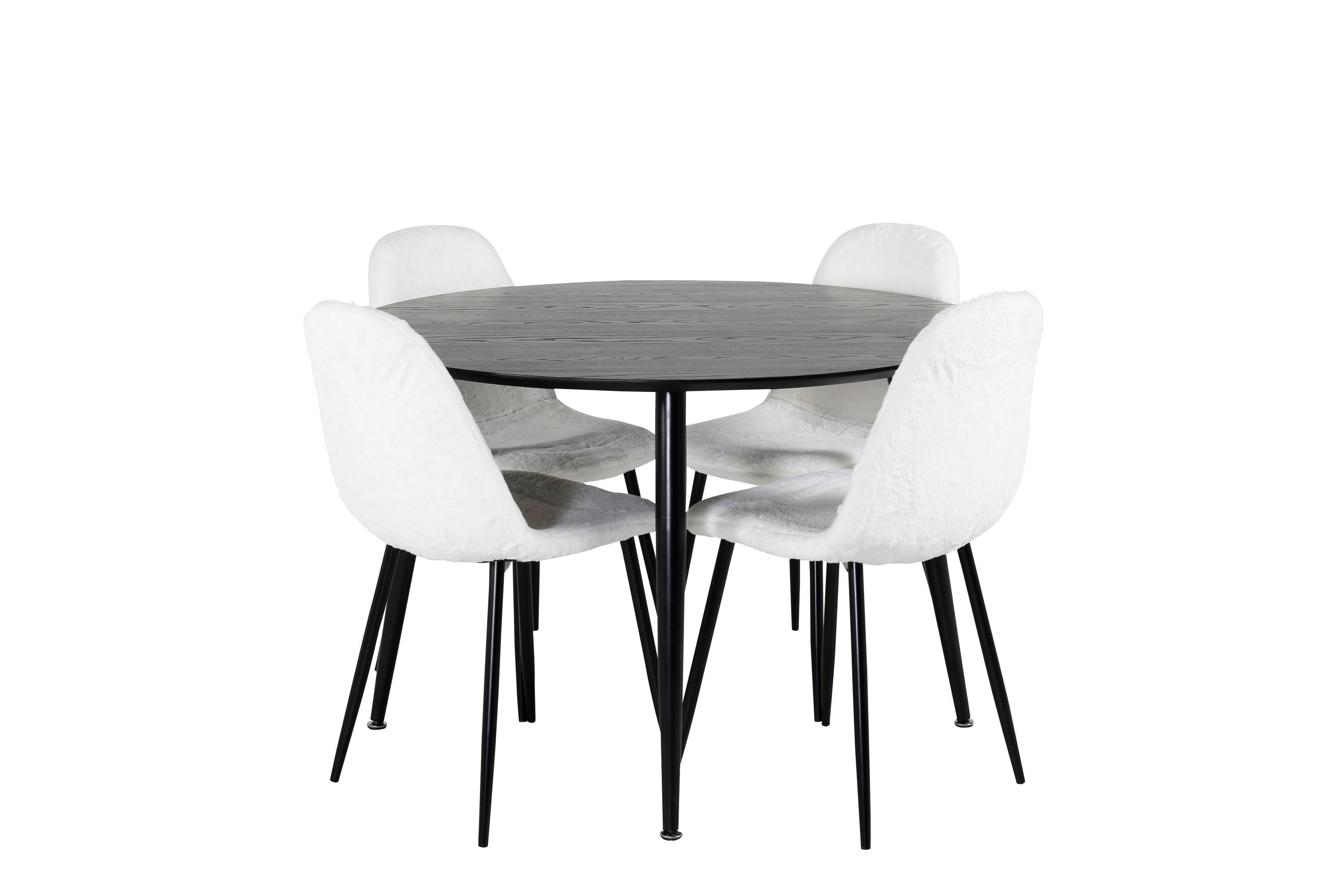 dipp matgrupp 115 cm rund med 4 polar stolar - svart