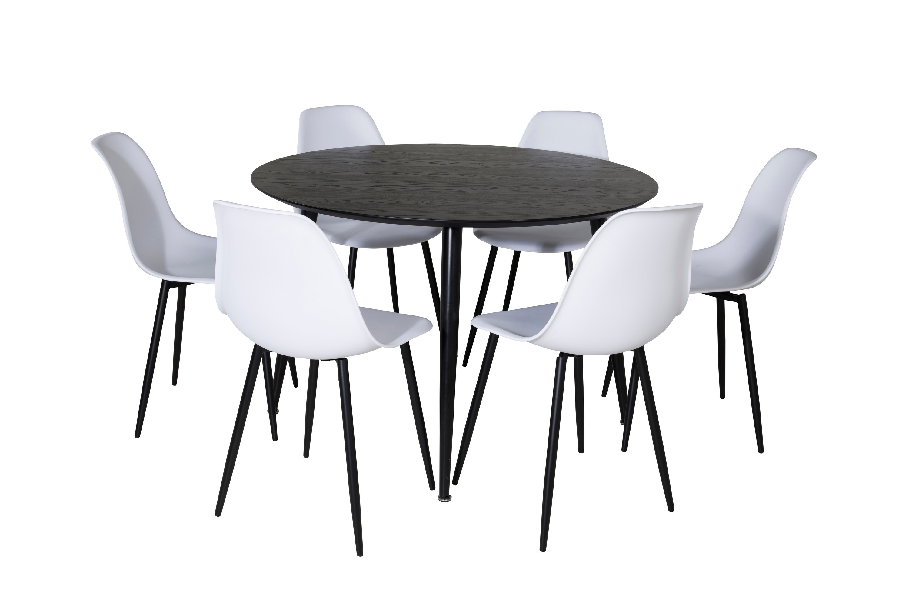 dipp matgrupp 115 cm rund med 6 polar stolar - svart