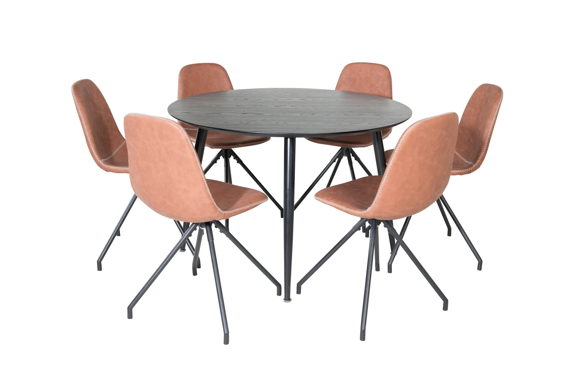 Dipp Matgrupp 115 cm Rund med 6 Polar stolar - Svart