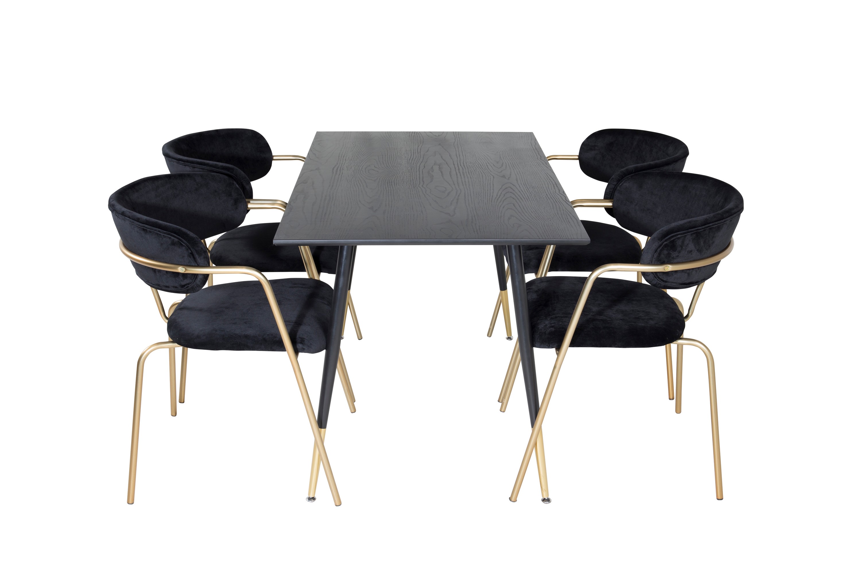 Dipp Matgrupp 120 cm Rund med 4 Arrow stolar Svart/Guld