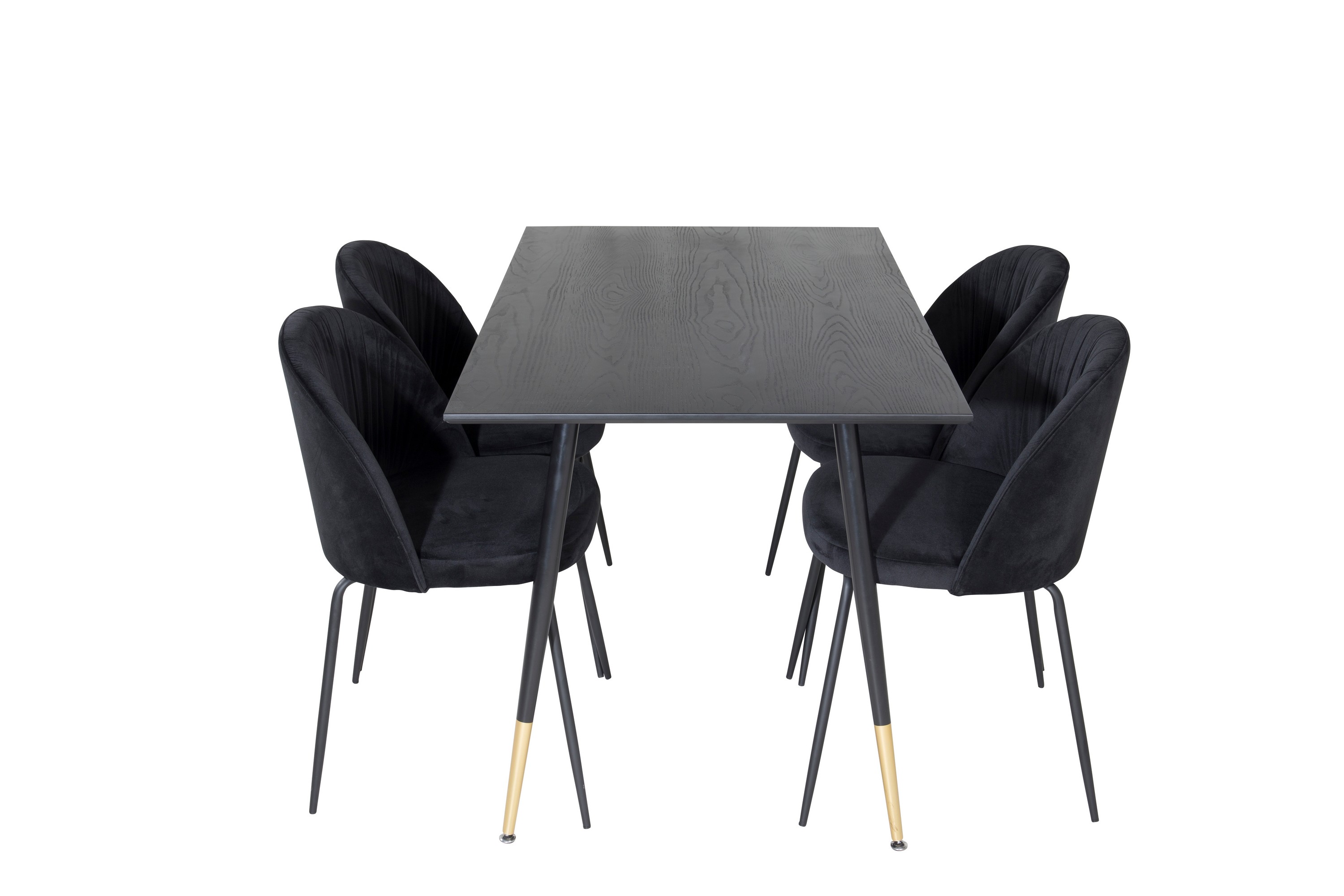 Dipp Matgrupp 120 cm Rund med 4 Wrinkles stolar Svart/Guld