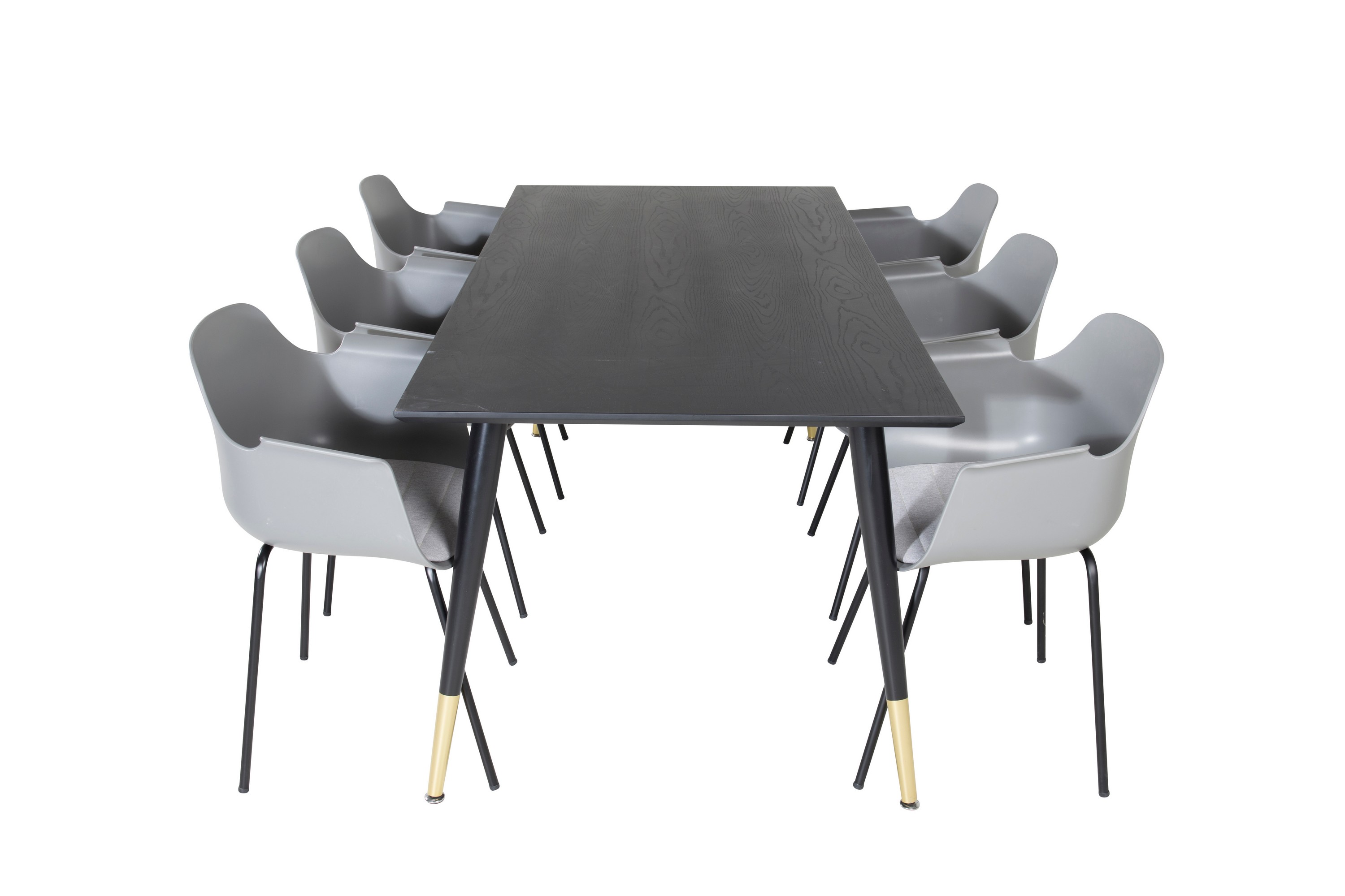 Dipp Matgrupp 180 cm Rektangulär med 6 Comfort stolar Svart/Guld