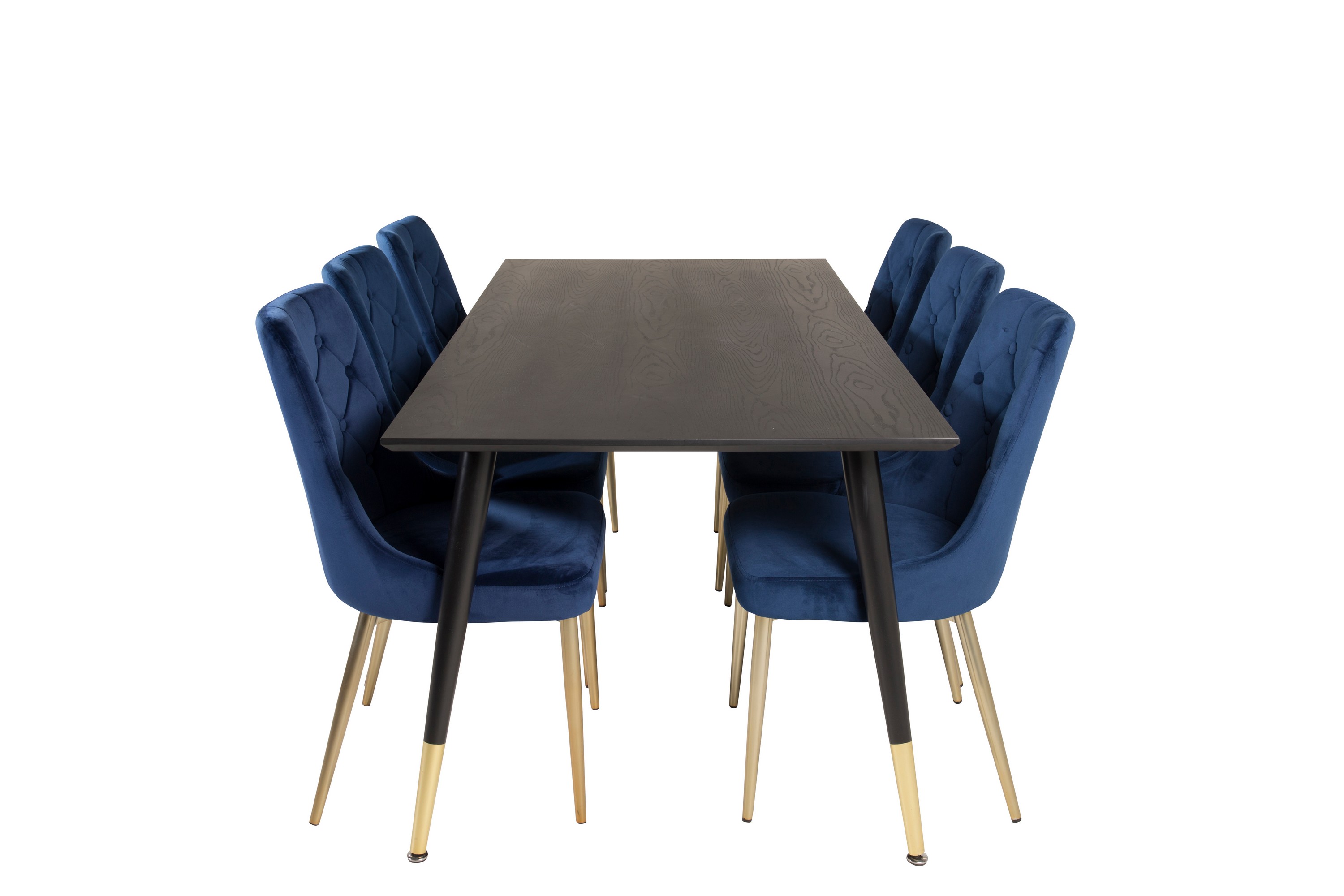 Dipp Matgrupp 180 cm Rektangulär med 6 Velvet Deluxe stolar Svart