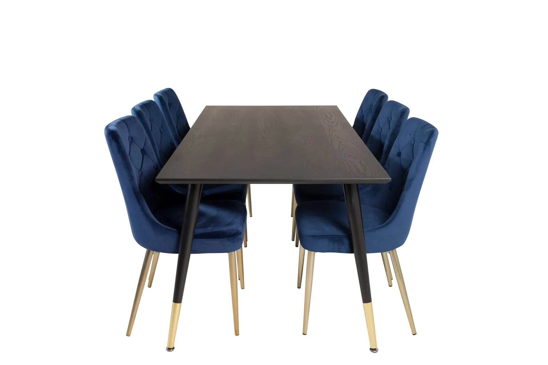 Dipp Matgrupp 180 cm Rektangul&auml;r med 6 Velvet Deluxe stolar - Svart
