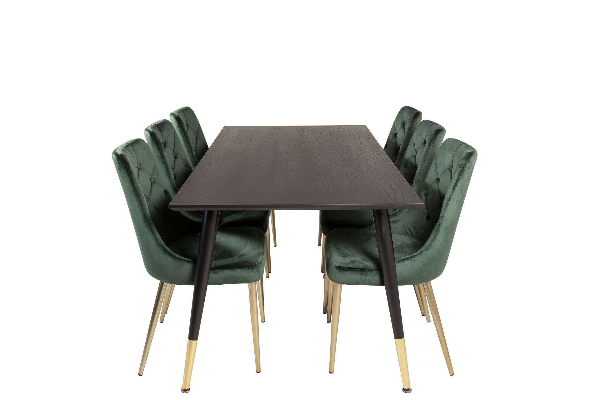Dipp Matgrupp 180 cm Rektangulär med 6 Velvet Deluxe stolar - Svart/Guld