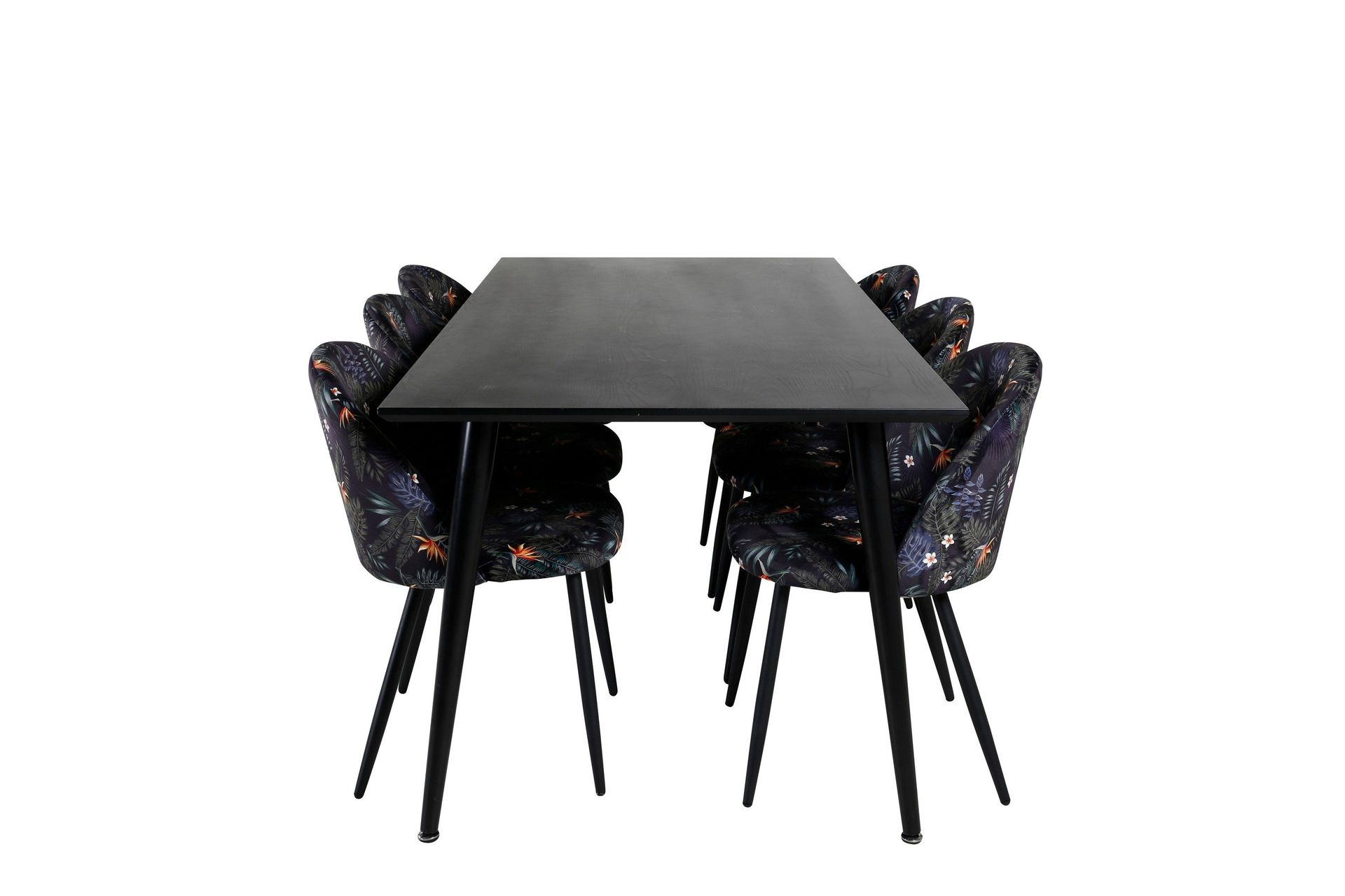 dipp matgrupp 180 cm rektangulär med 6 velvet stolar - svart