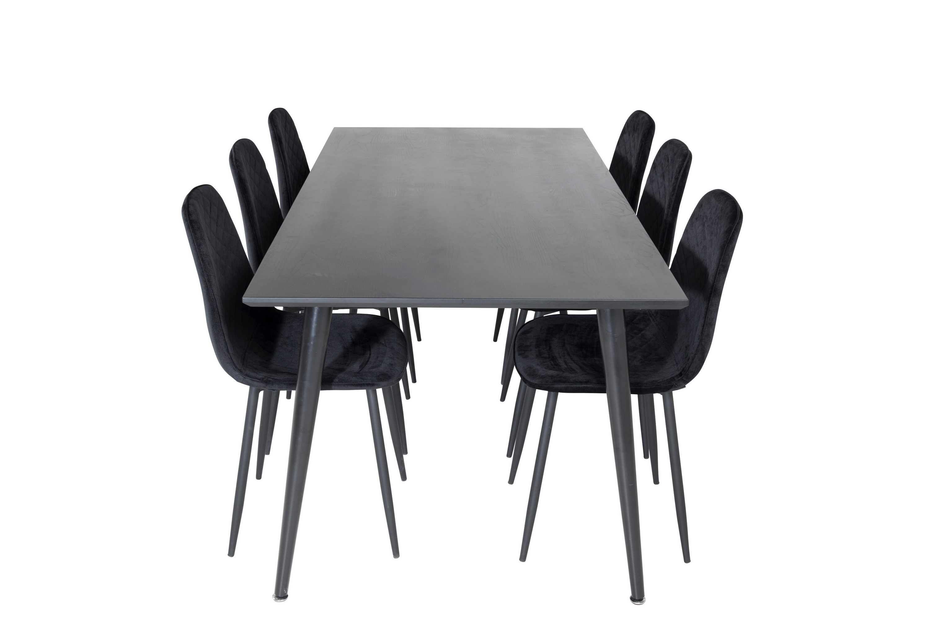 dipp matgrupp 180 cm rektangulär med 6 polar stolar - svart