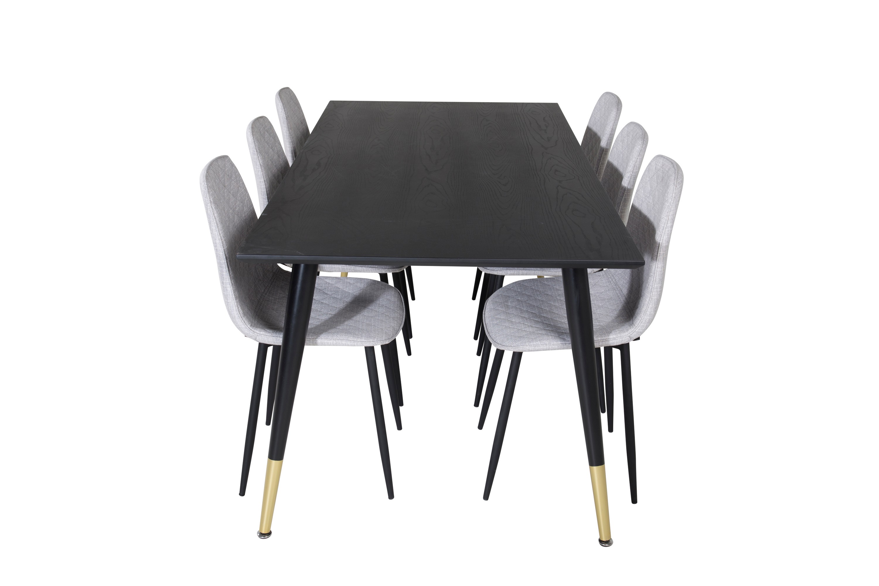 dipp matgrupp 180 cm rektangulär med 6 polar stolar - svart/guld