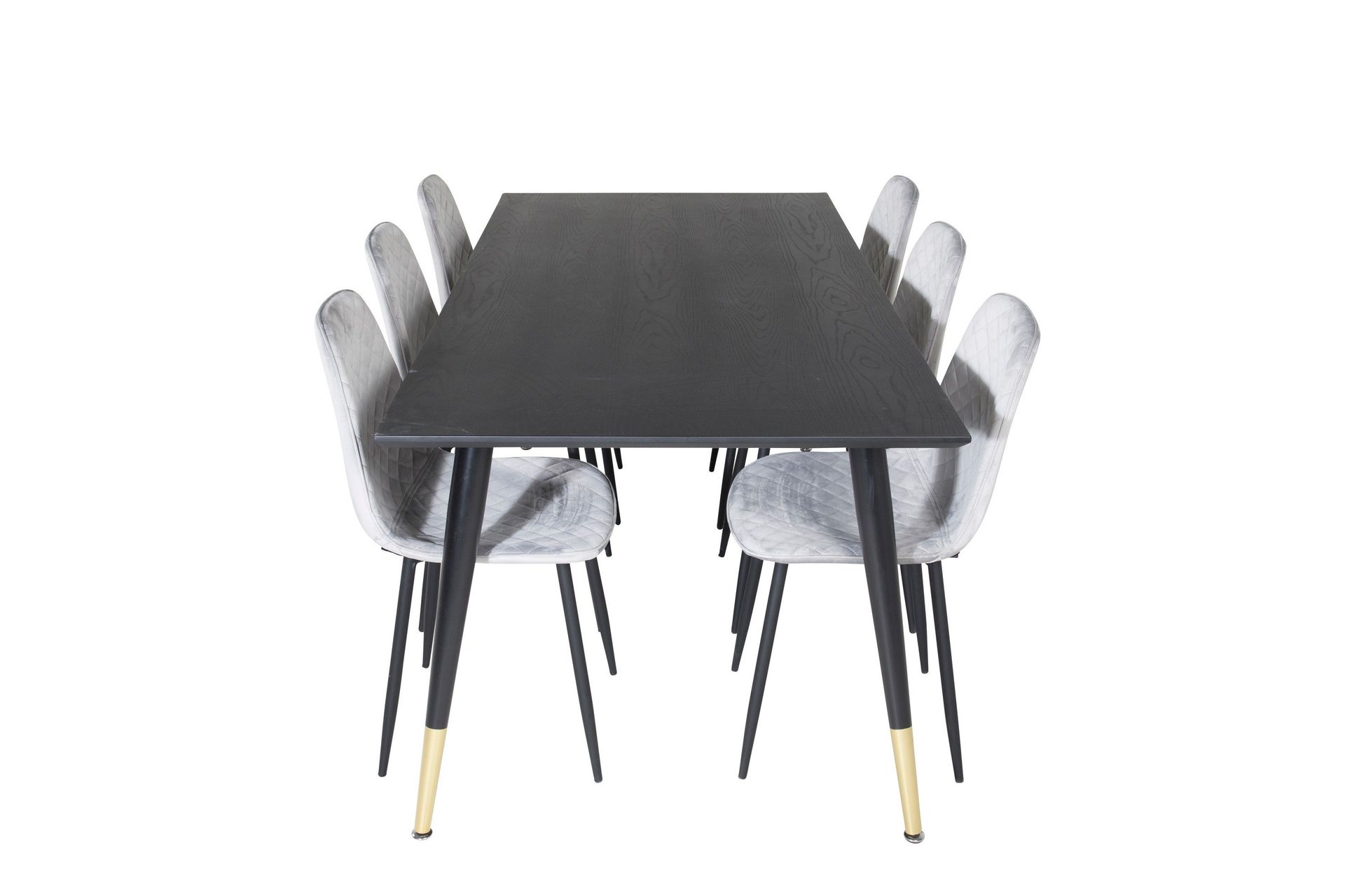 Dipp Matgrupp 180 cm Rektangul&auml;r med 6 Polar stolar - Svart/Guld